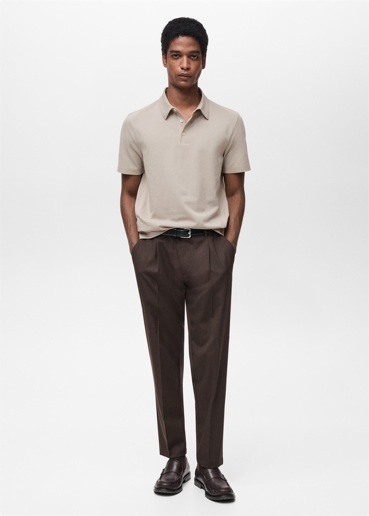 Slim-fit cotton-piqué polo shirt - Men | MANGO USA Product Image