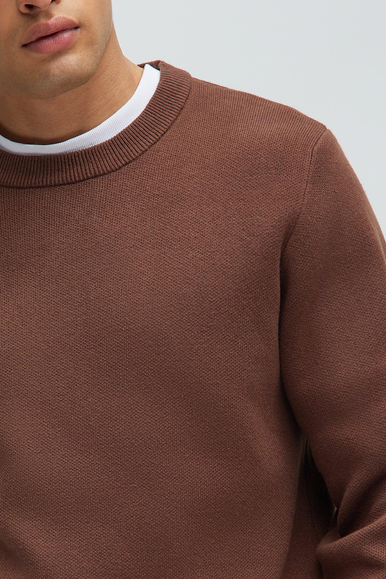 Recline Sweater Knit Crewneck - Brown Product Image