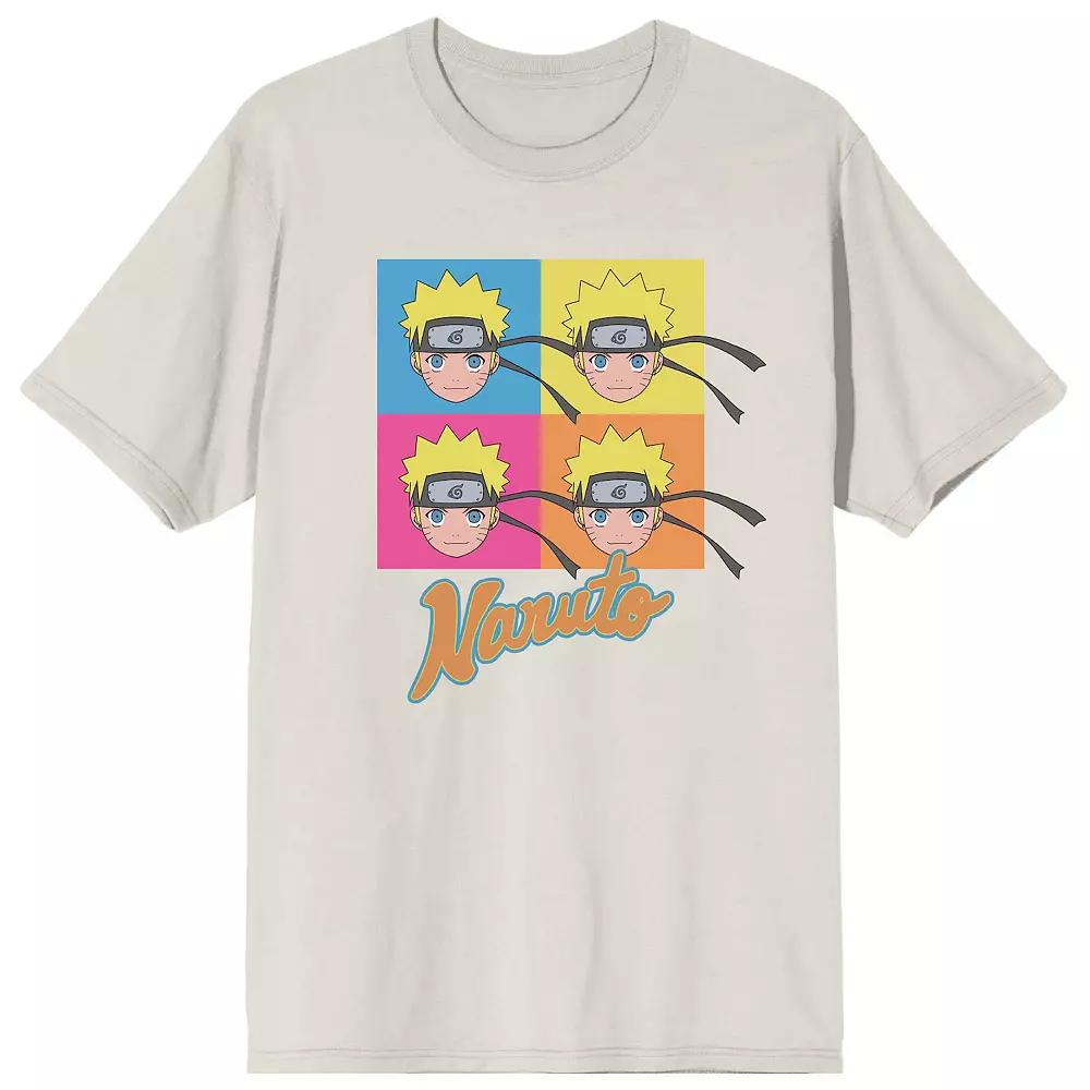 Mens Naruto Shippuden Retro Graphic Tee Beige Product Image