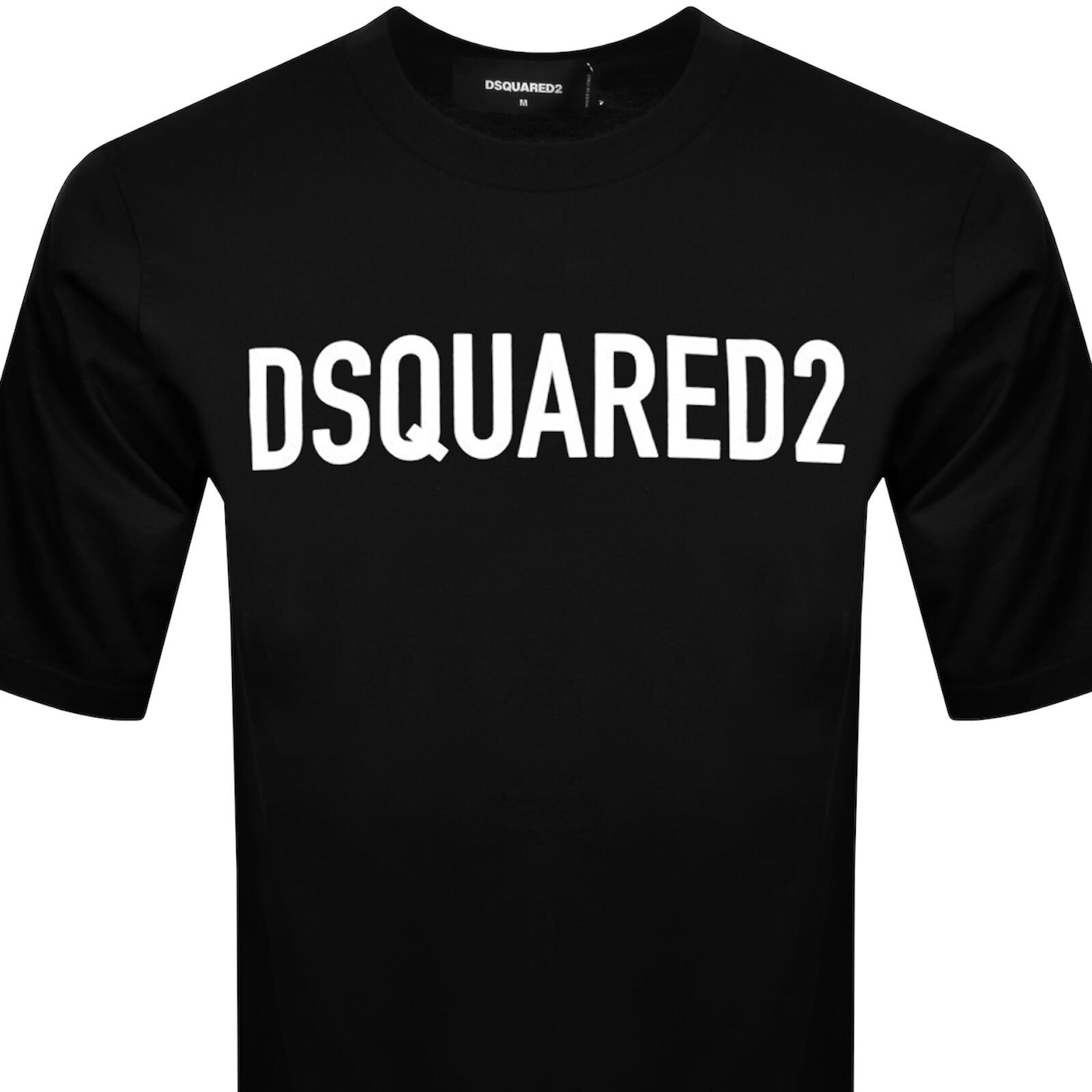 DSQUARED2 Mens Black Brand-print Crewneck Regular-fit Cotton-jersey T-shirt Product Image