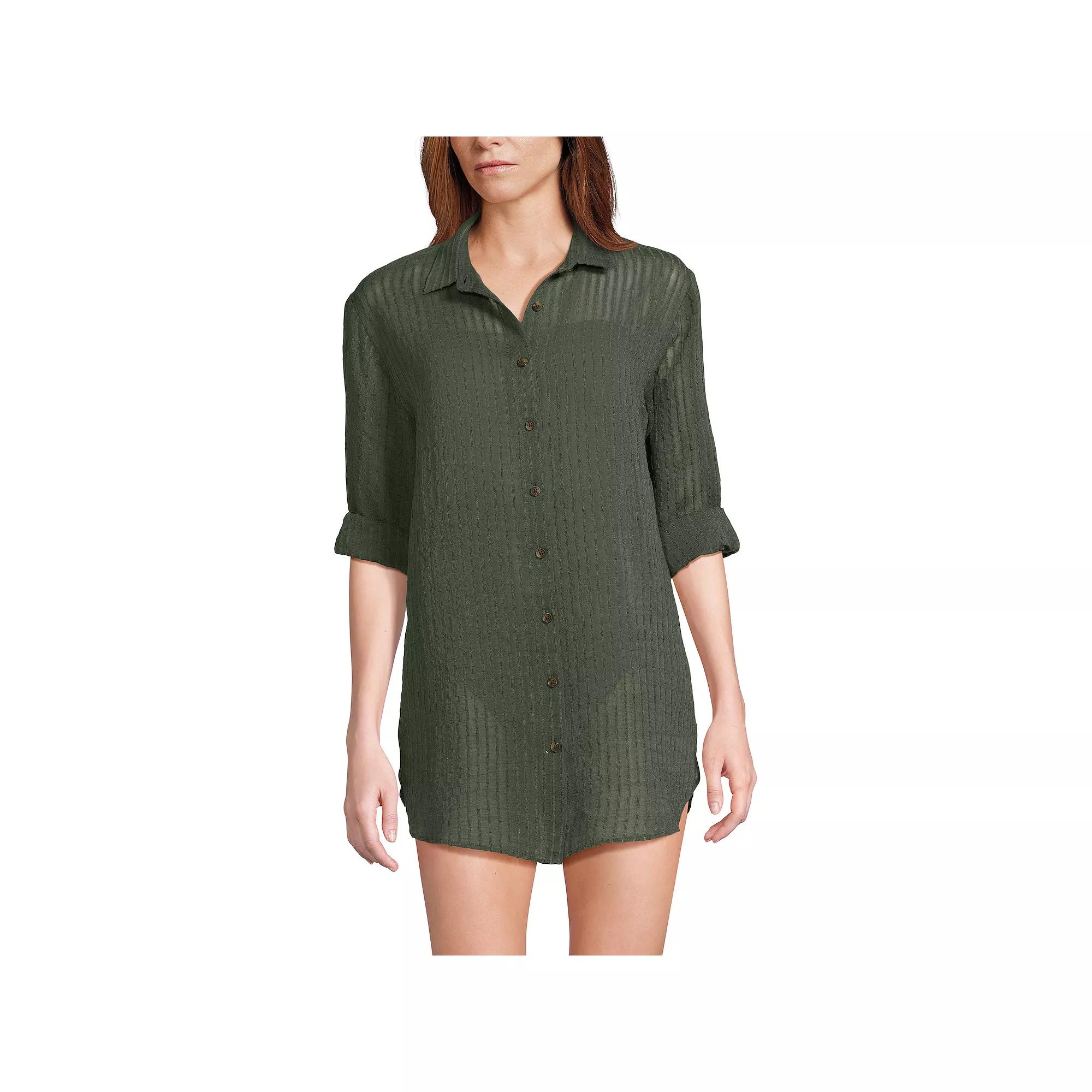 Women's Lands' End Rayon Rib Button Down Cover-Up,  Product Image