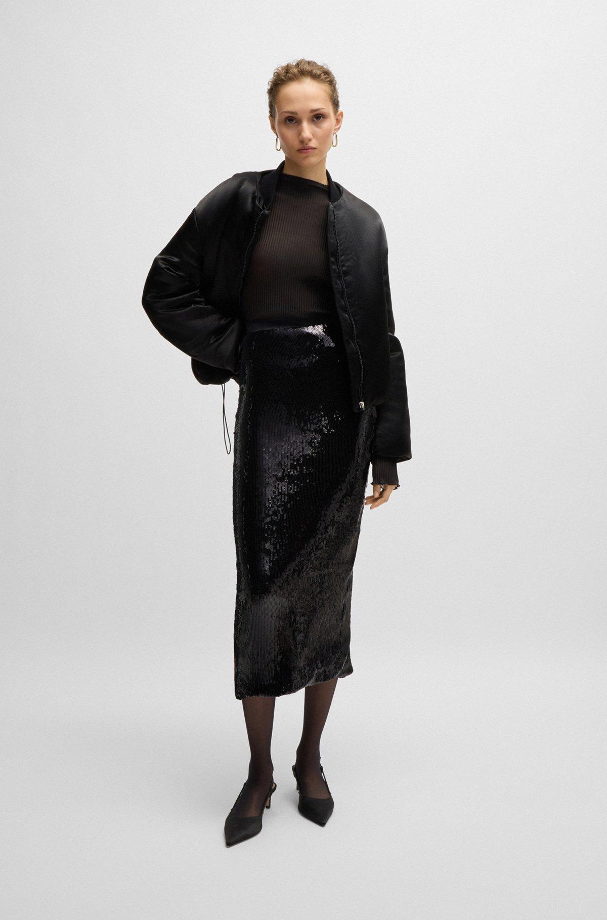 Relaxed-fit midi skirt with sequin embellishments Product Image