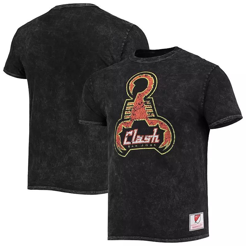 Men's Mitchell & Ness Black San Jose Clash Since '96 Mineral Wash T-Shirt,  Product Image