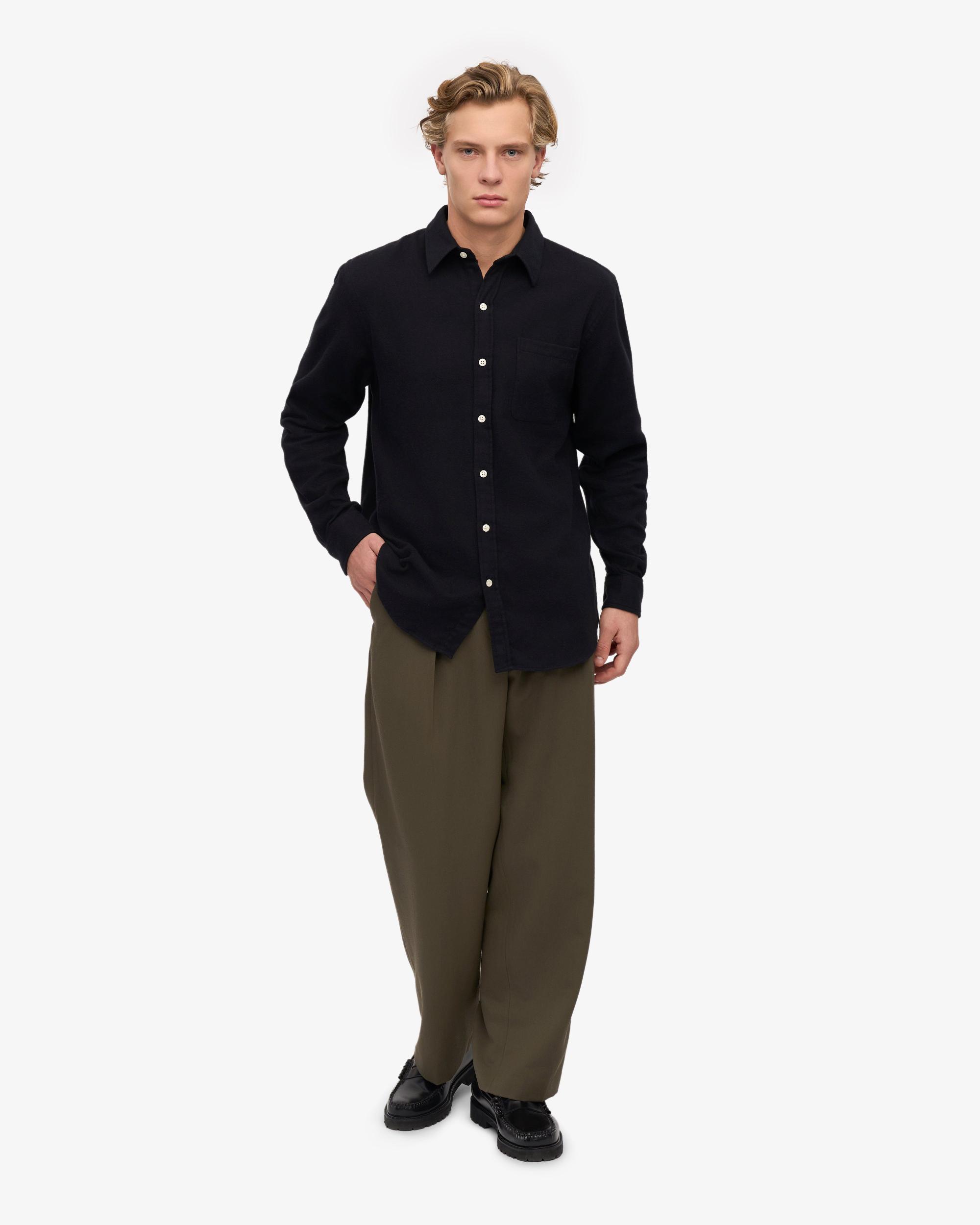 Organic Flannel Shirt - Deep Black Product Image