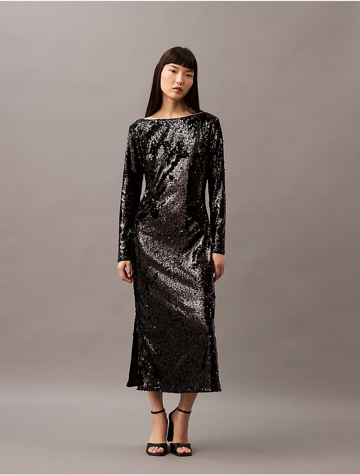 Calvin Klein Womens Sequin Midi Dress Product Image