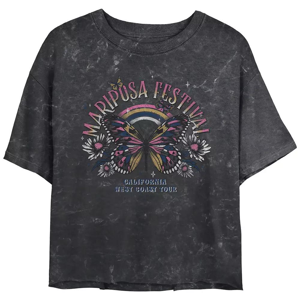 Juniors' Mariposa Festival Poster Cropped Graphic Tee, Women's,  Product Image