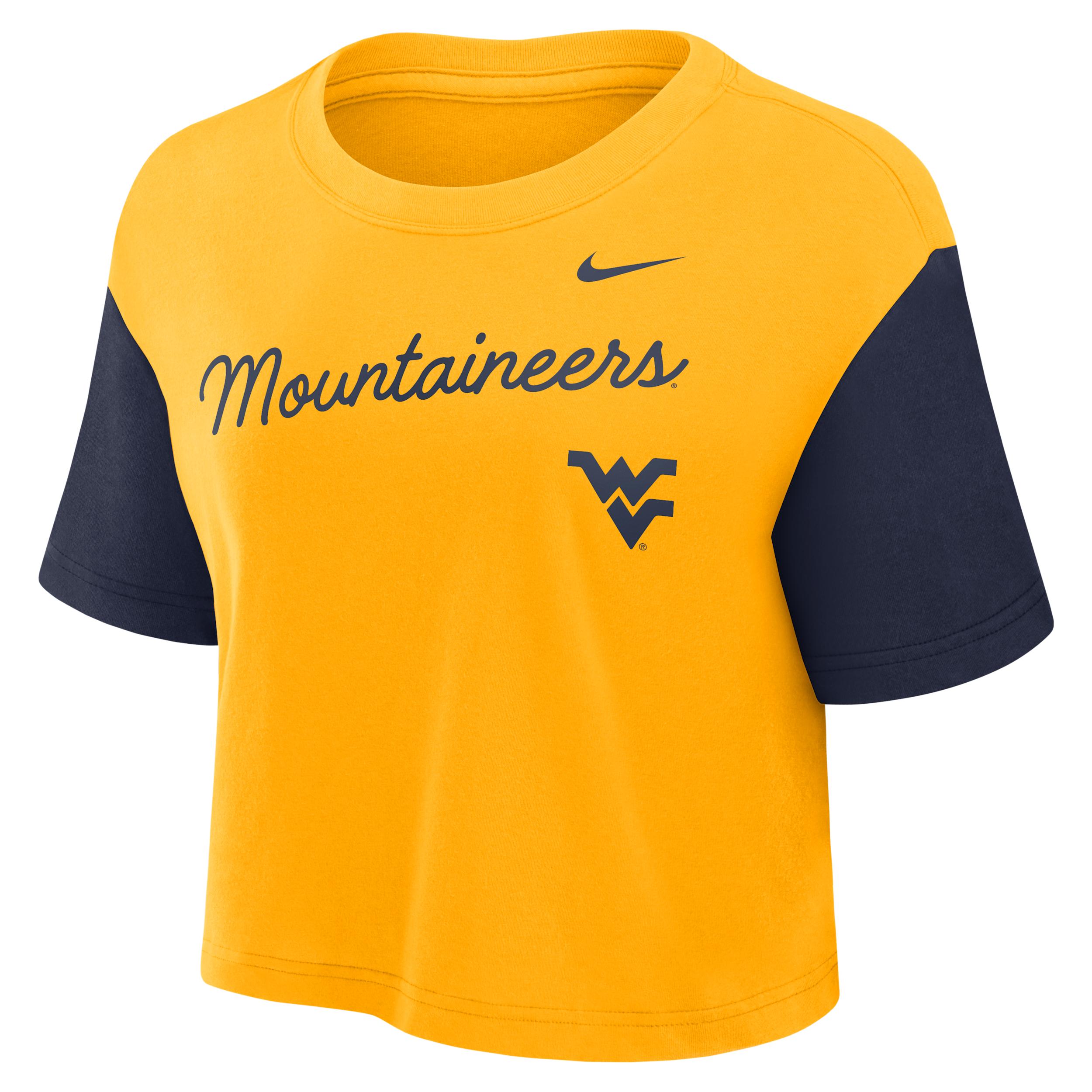 Women's Michigan Script Jordan Brand Dri-FIT College Cropped T-Shirt Product Image