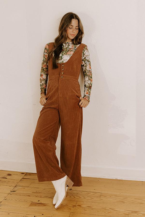 Falling For You Corduroy Jumpsuit in Mocha Product Image