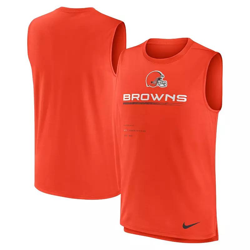 Men's Nike Orange Cleveland Browns Muscle Trainer Tank Top, Size: Small Product Image