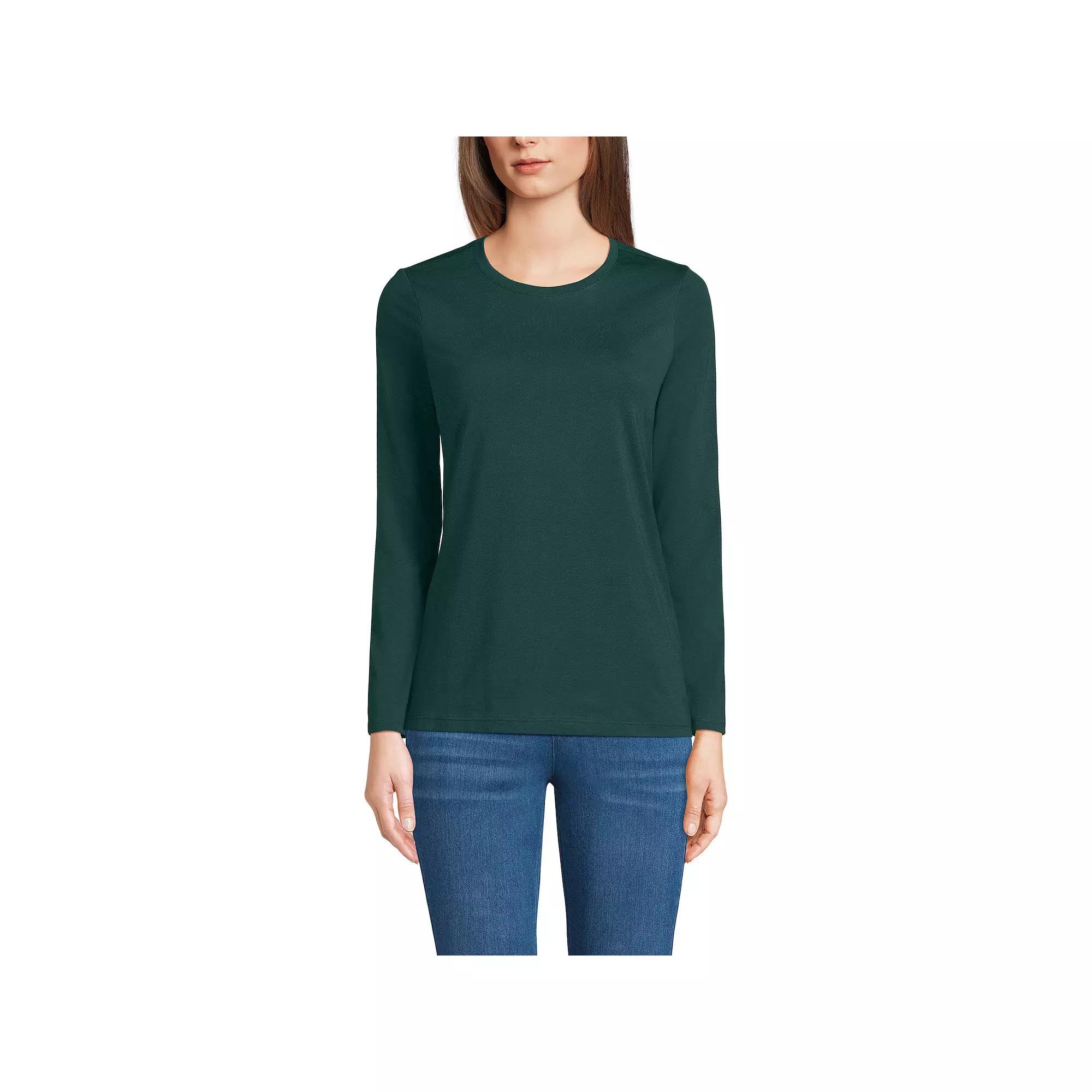 Petite Lands' End Relaxed-Fit Supima Long Sleeve Cotton Crewneck Tee, Women's,  Product Image