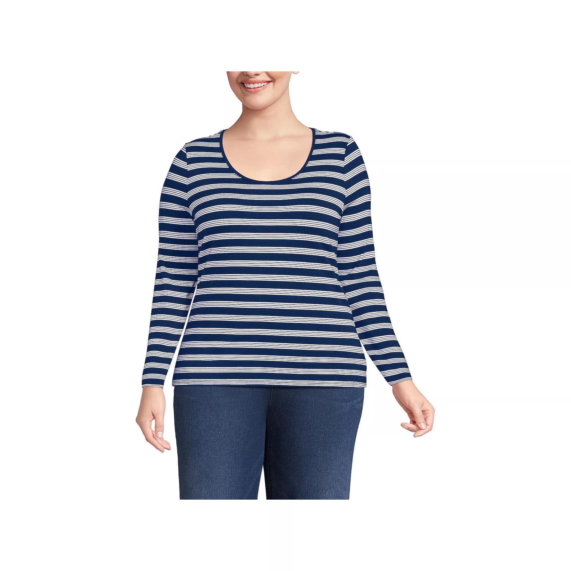 Plus Size Lands' End Lightweight Jersey T-Shirt, Women's, Size: 1XL, Black Product Image