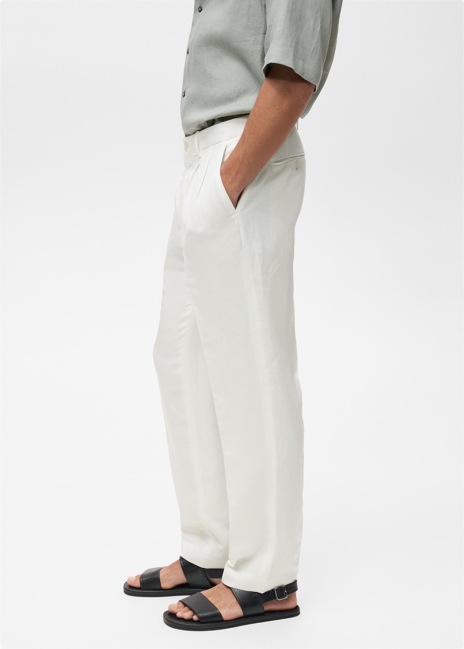 Linen-blend pleated pants - Men | MANGO USA Product Image