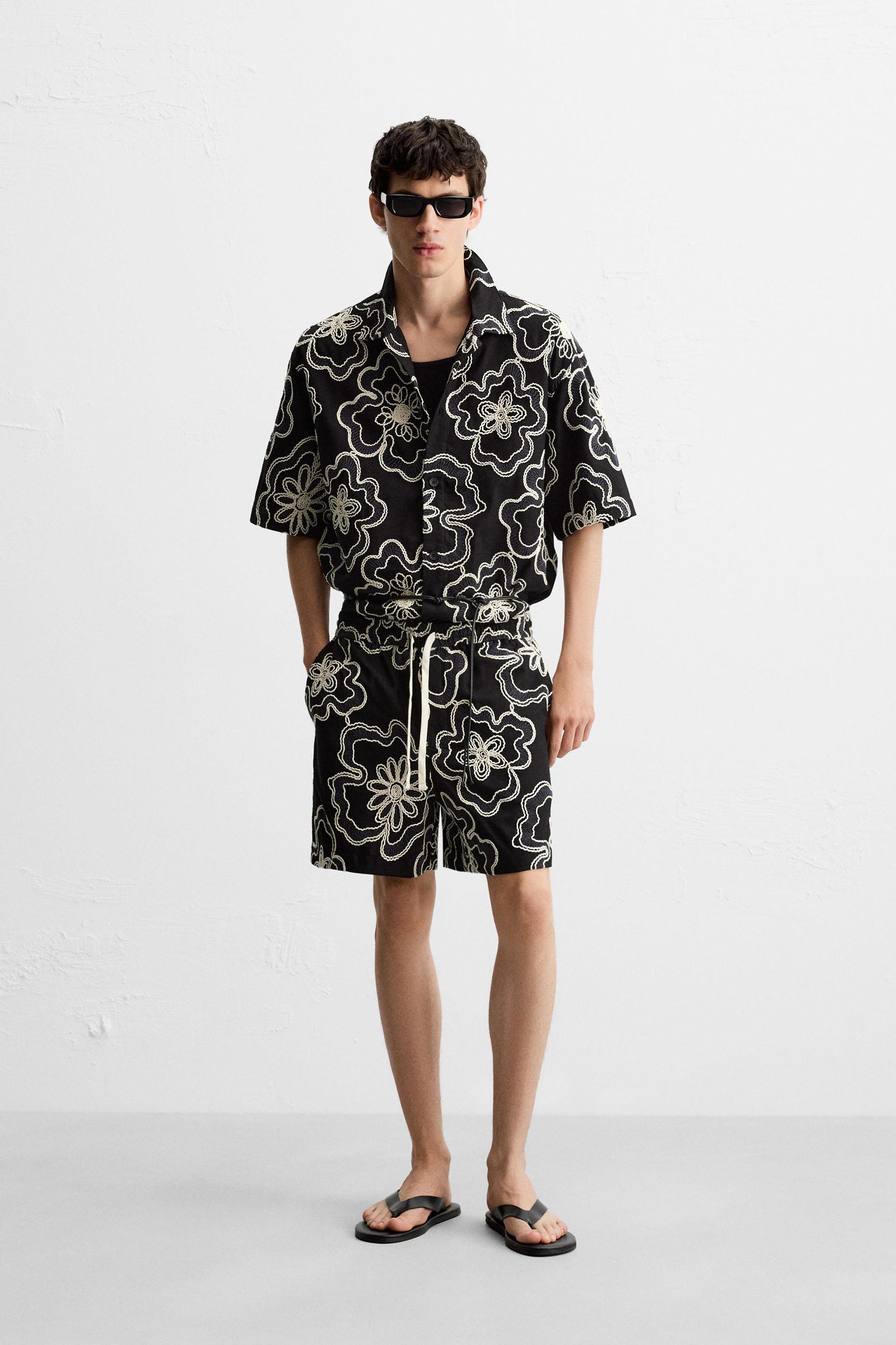 EMBOSSED EMBROIDERY SHORTS Product Image