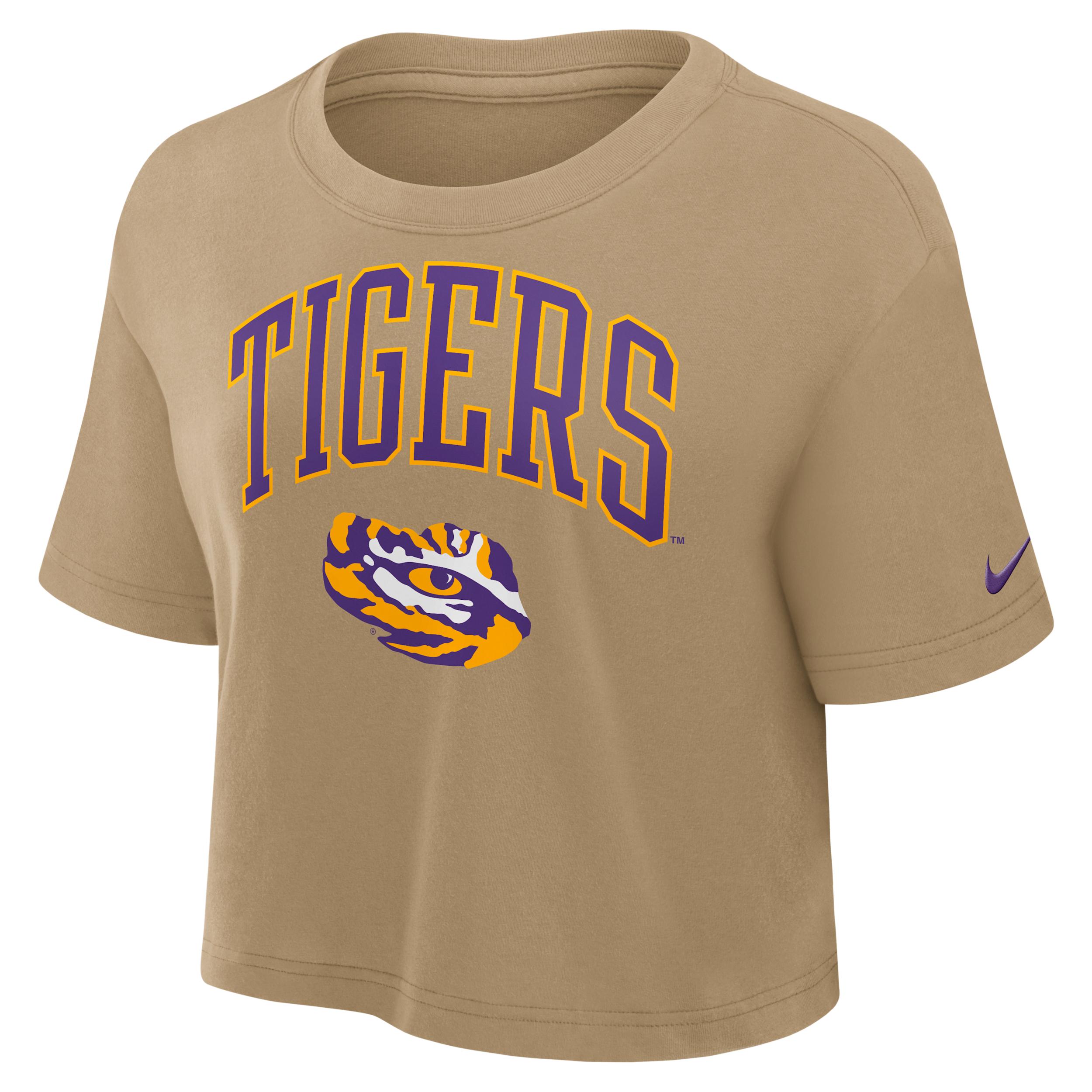 LSU Athletic Prep Arch Nike Women's Dri-FIT College Cropped T-Shirt Product Image