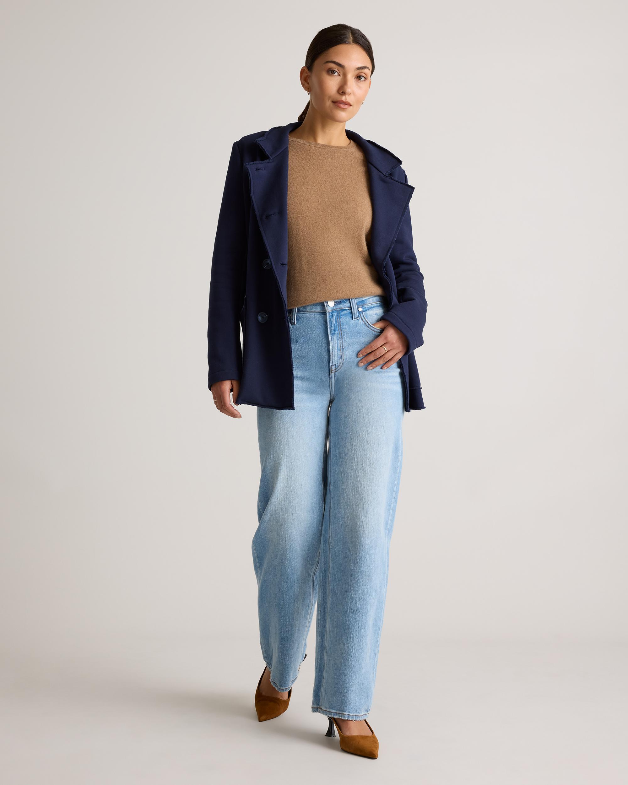 Quince | Women's French Terry Fleece Peacoat Size XL, Organic Cotton Product Image