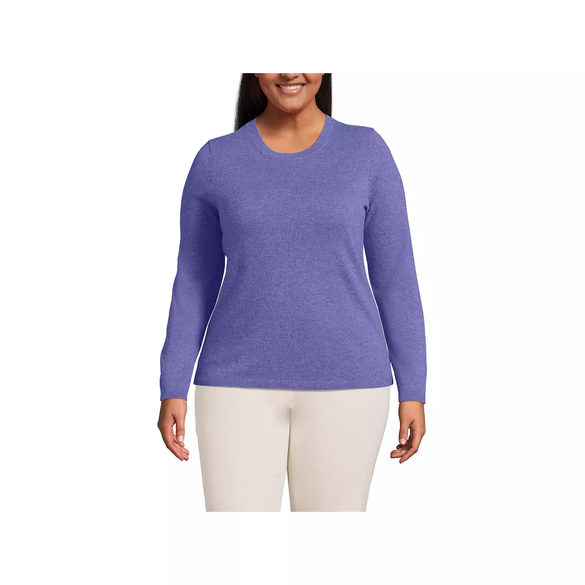 Plus Size Lands' End Crewneck Cashmere Sweater, Women's, Size: 2XL, Purple Heather Product Image