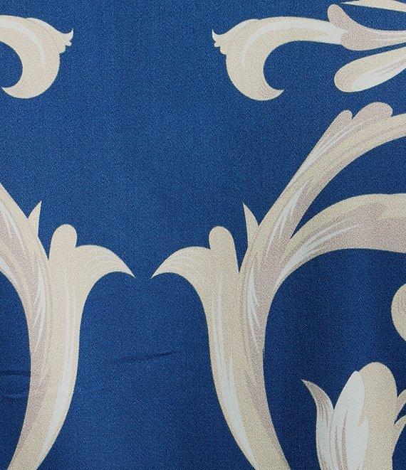 Mestiza New York Carmen Sateen Scroll Print Mandarin Collar 3/4 Full Sleeve Mini A-Line Dress Product Image