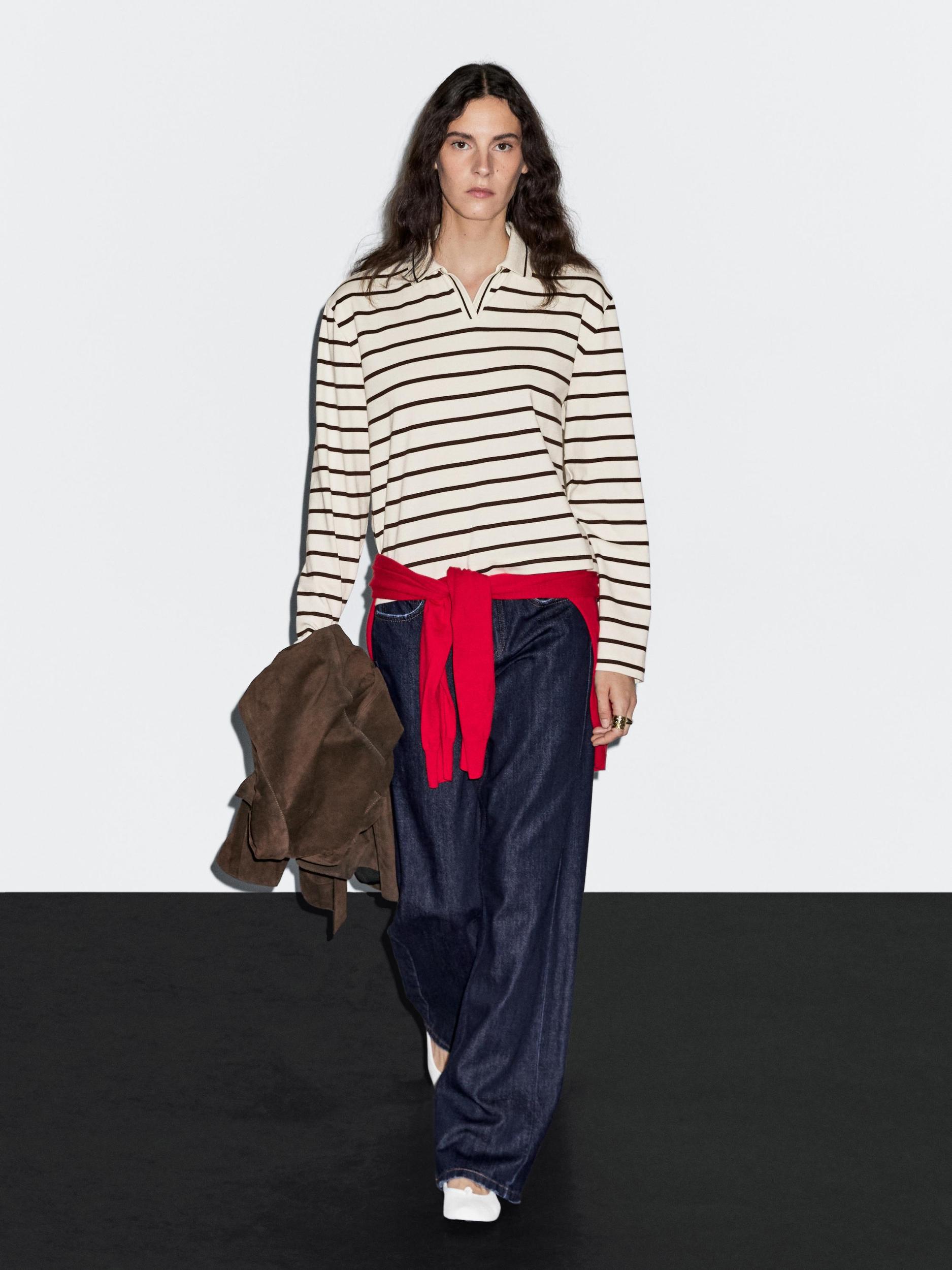 100% cotton striped polo shirt Product Image