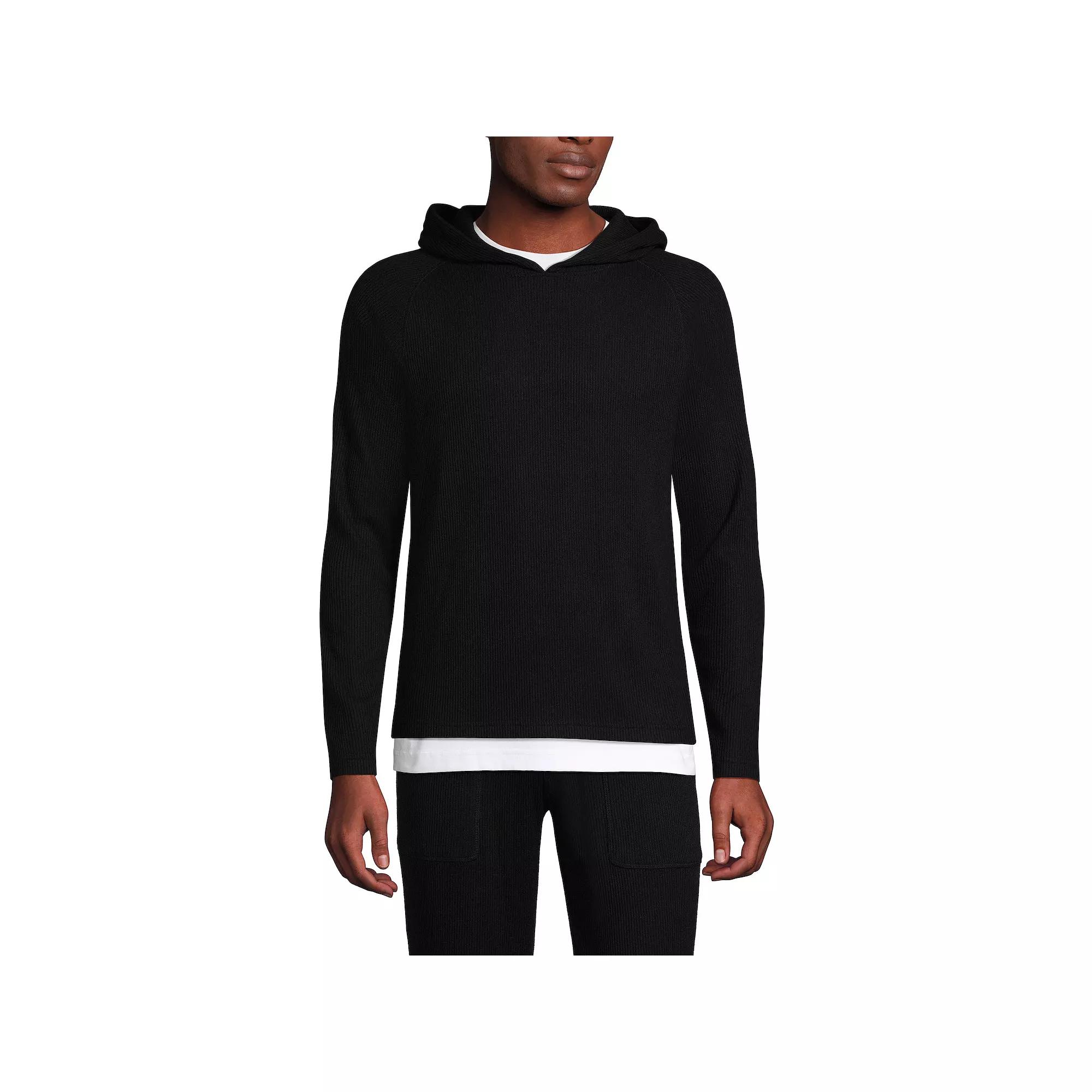 Men's Lands' End Brushed Rib Hooded Sweatshirt,  Product Image