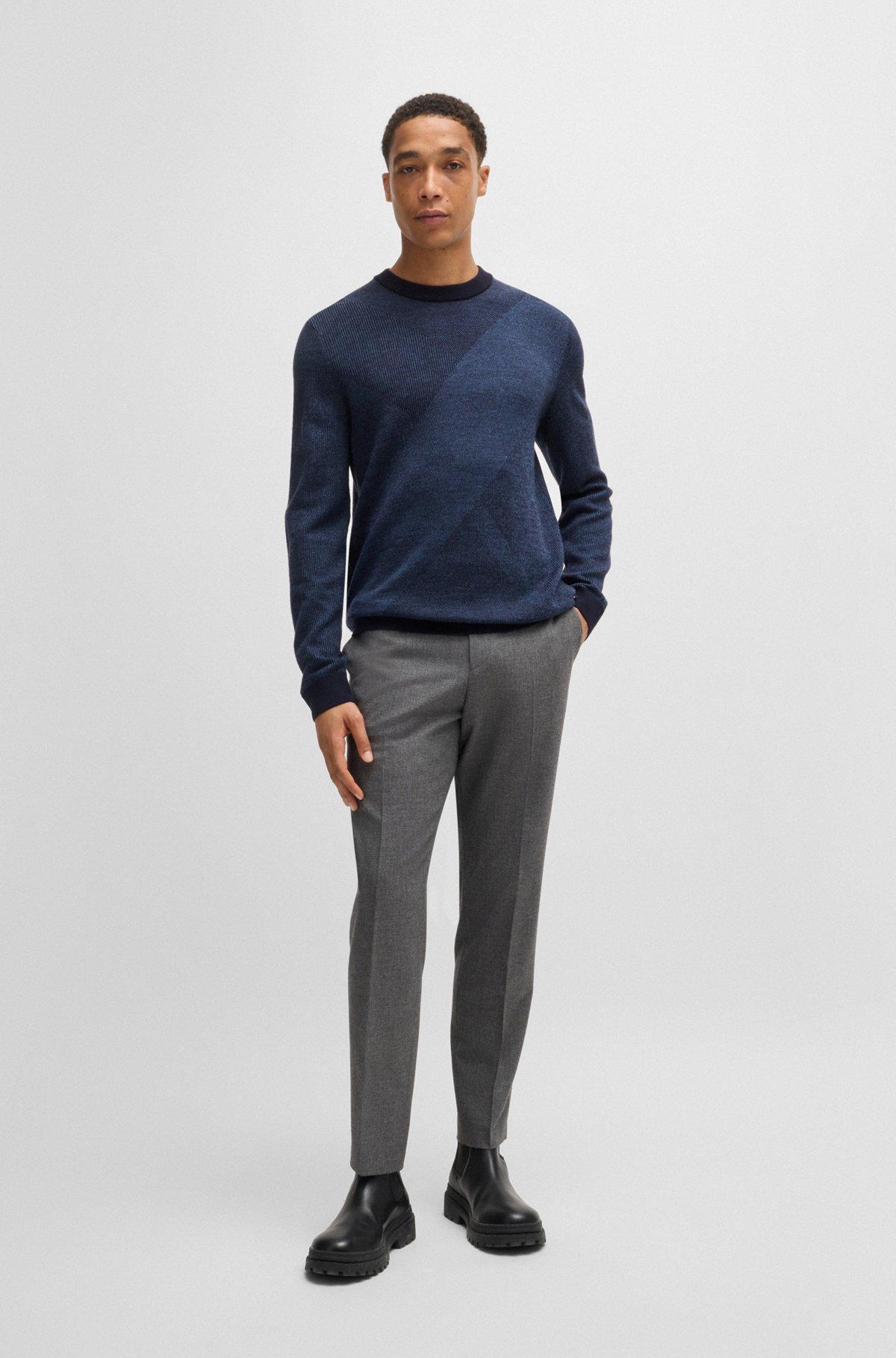 Virgin-wool sweater with two-tone jacquard pattern Product Image