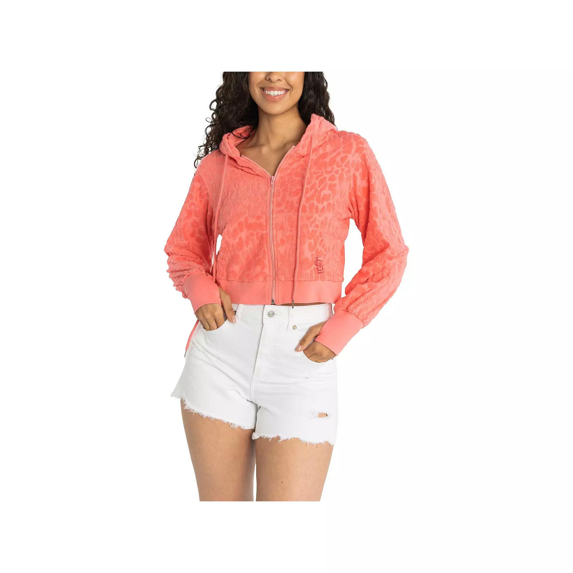 Women's Lusso Pink St. Louis Cardinals Tabitha Cheetah Terry Full-Zip Sweatshirt,  Product Image