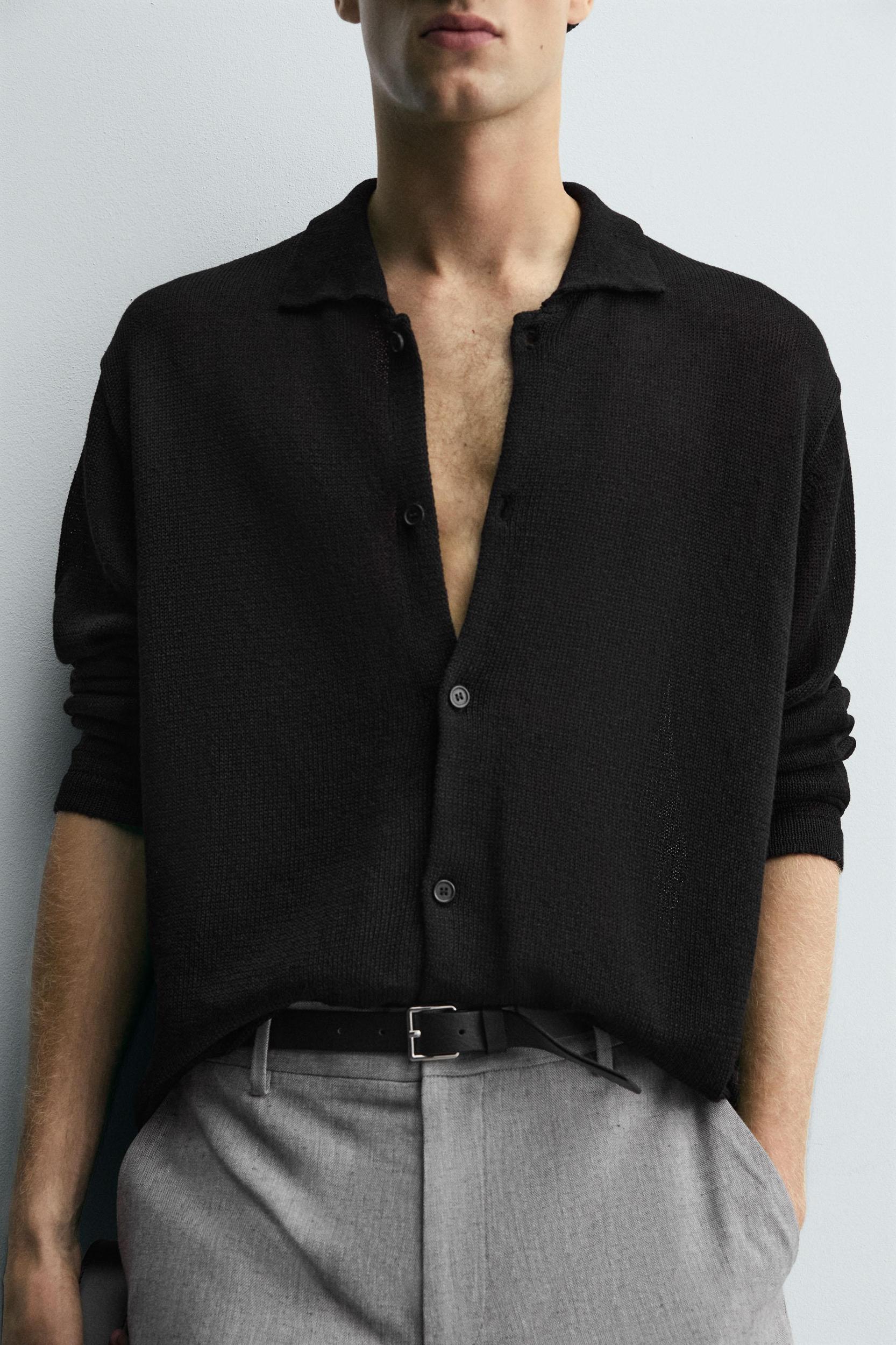 RELAXED FIT KNIT OVERSHIRT Product Image