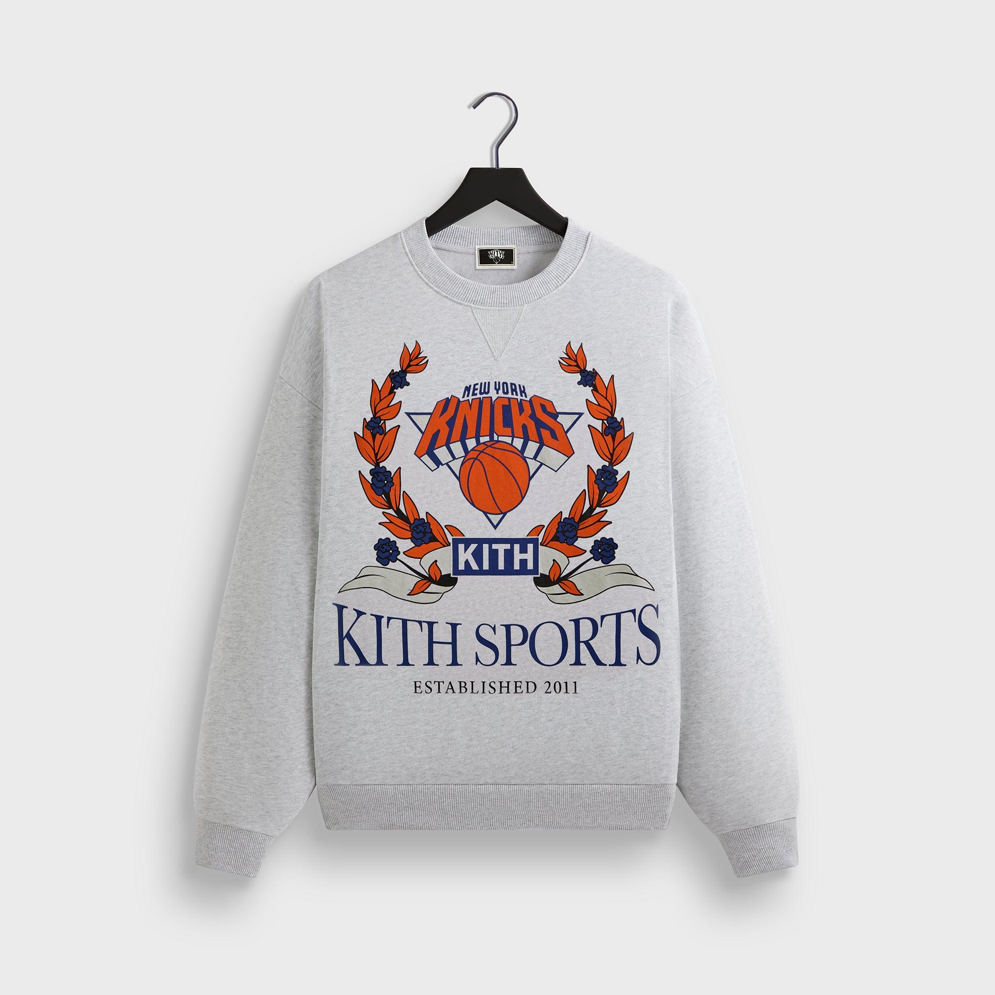 Kith for the New York Knicks Laurel Vintage Nelson Crewneck - Light Heather Grey Male Product Image