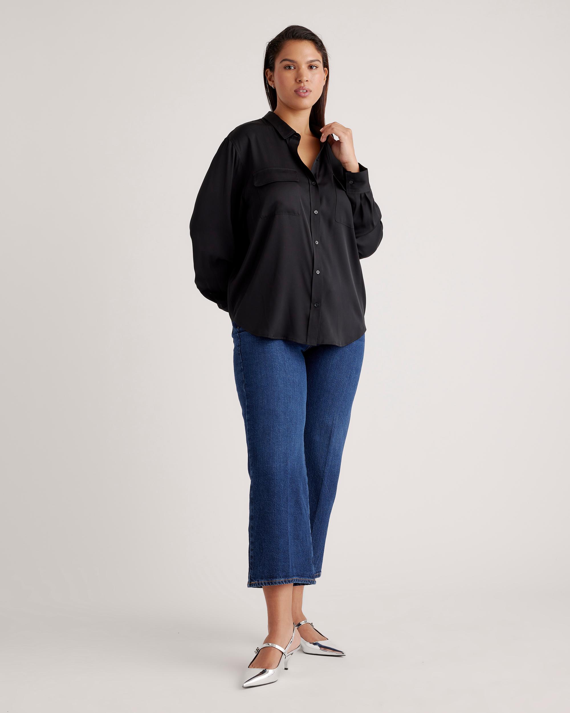 Quince | Women's Washable Stretch Silk Utility Long Sleeve Blouse Product Image