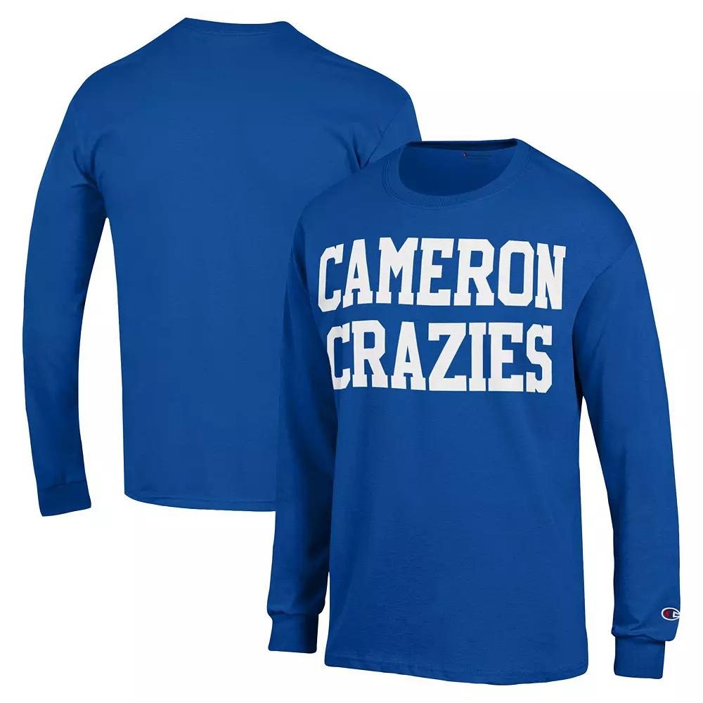 Men's Champion Royal Duke Blue Devils Cameron Crazies Long Sleeve T-Shirt, Size: Large Product Image