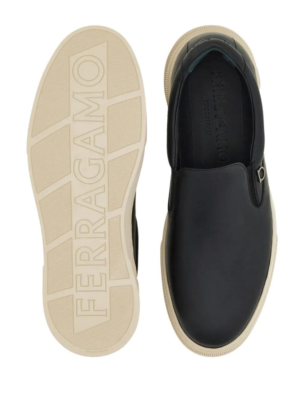 Gancini-plaque leather sneakers  Product Image