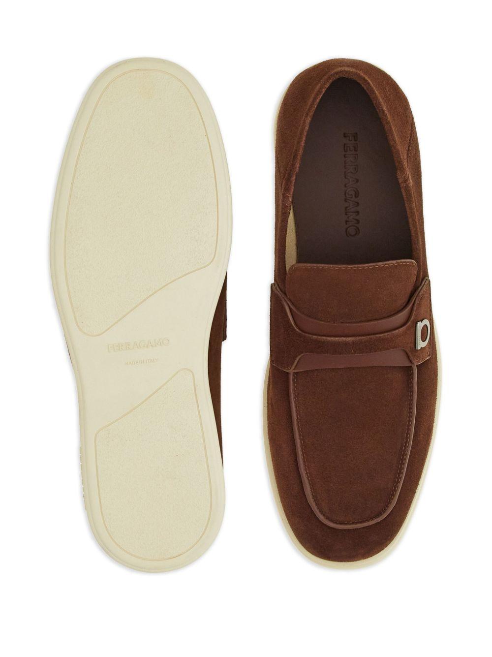 Gancini-plaque suede loafers Product Image