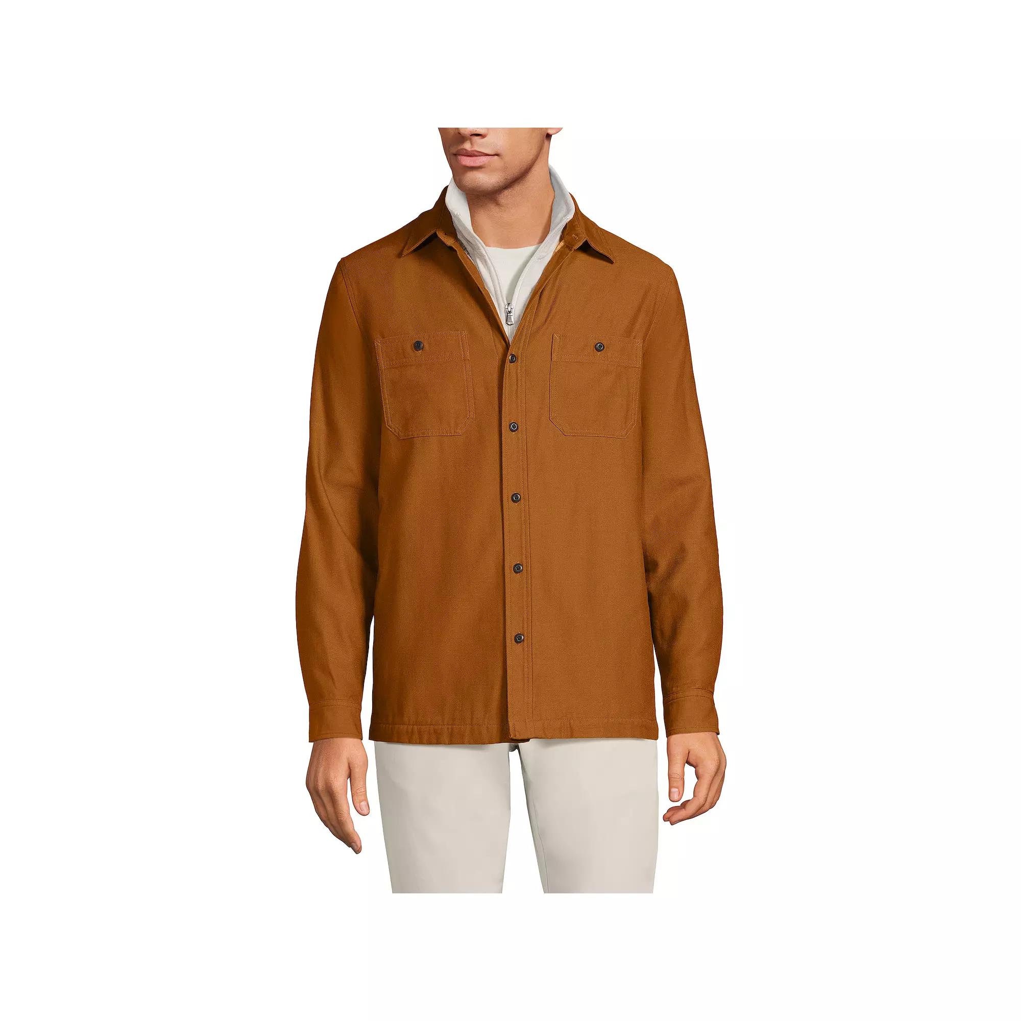 Men's Lands' End Lightweight Canvas Button-Up Shirt Jacket,  Product Image
