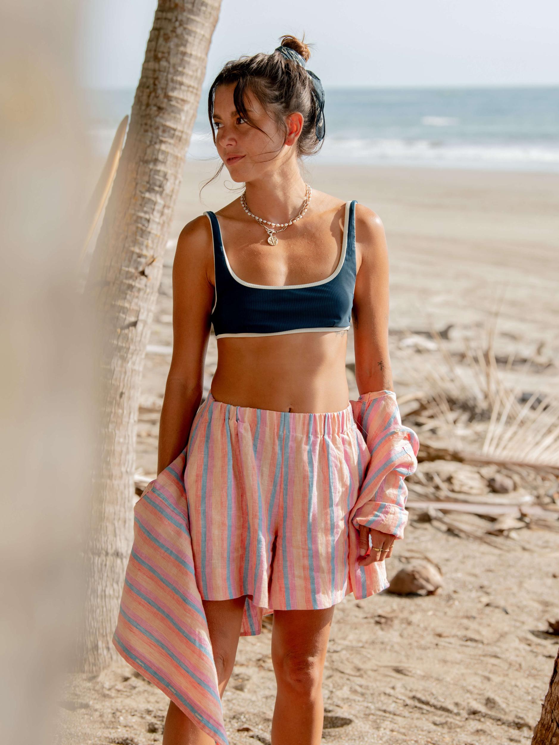 Laguna Linen Bayview Short - Cabana Multi Stripe Product Image