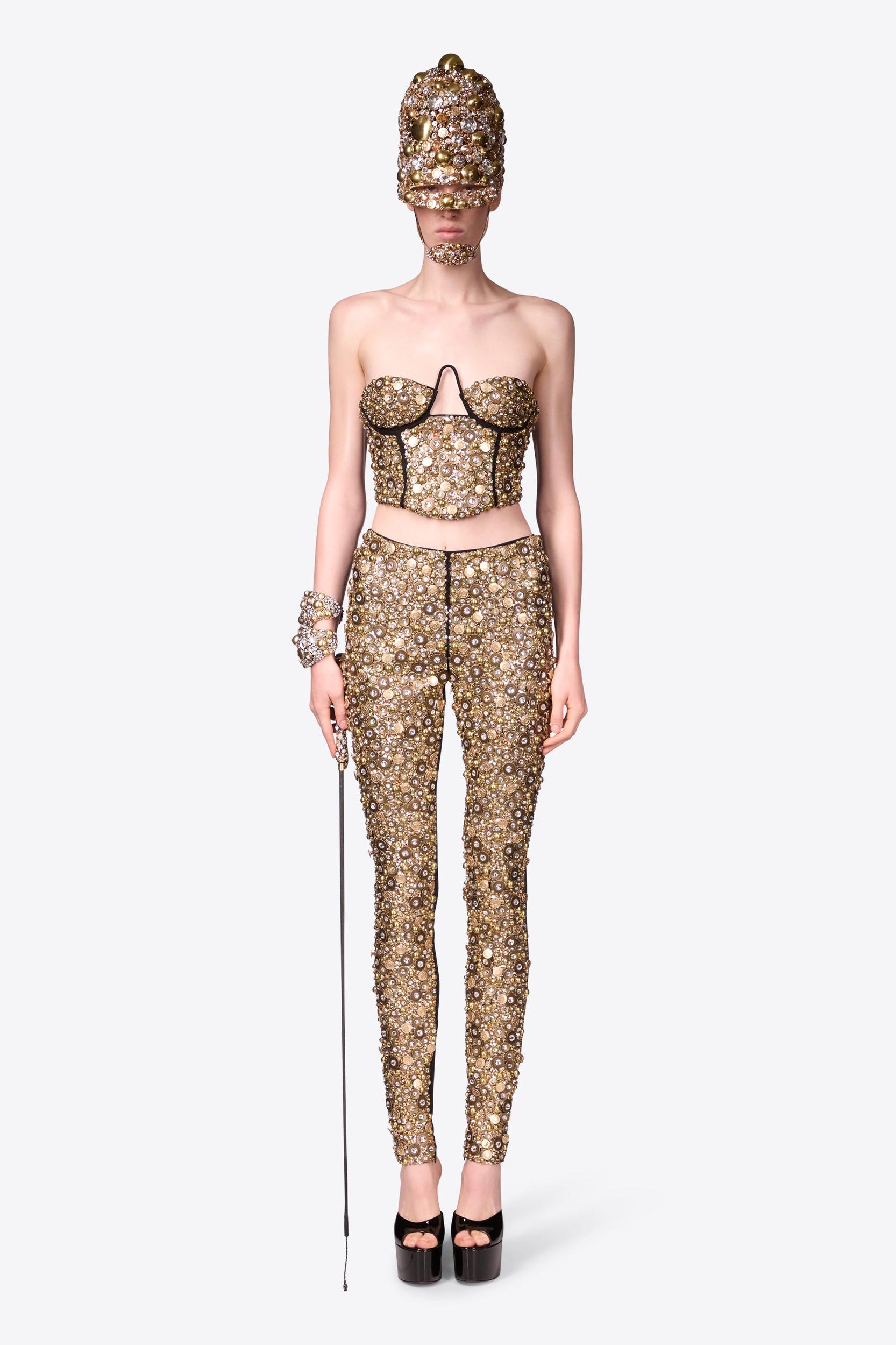 Embroidered Crystal Button Cluster Bustier Product Image