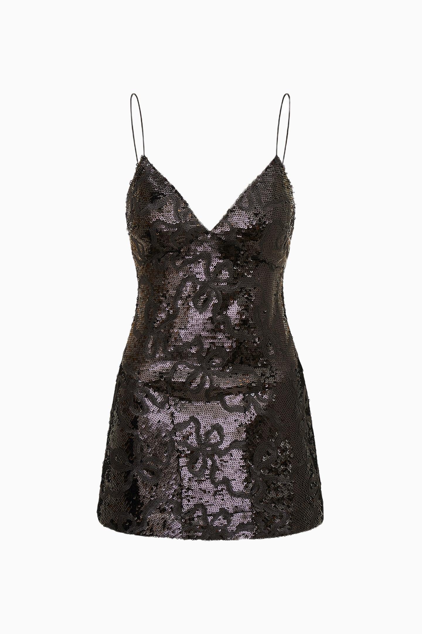 Sabeline Sequin Winding Bow Mini Dress - BLACK Product Image