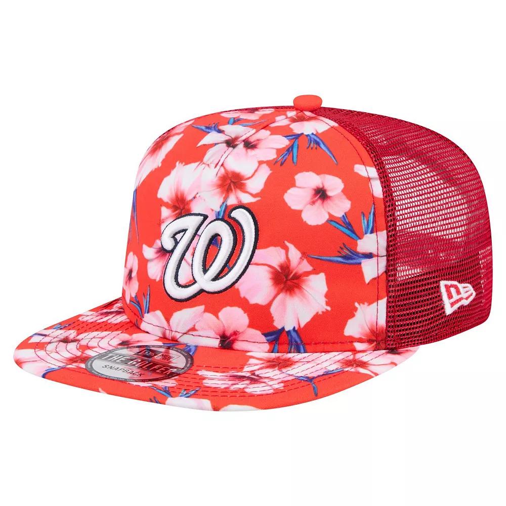 Men's New Era Red Washington Nationals Adventure Pattern Golfer Trucker Snapback Hat Product Image
