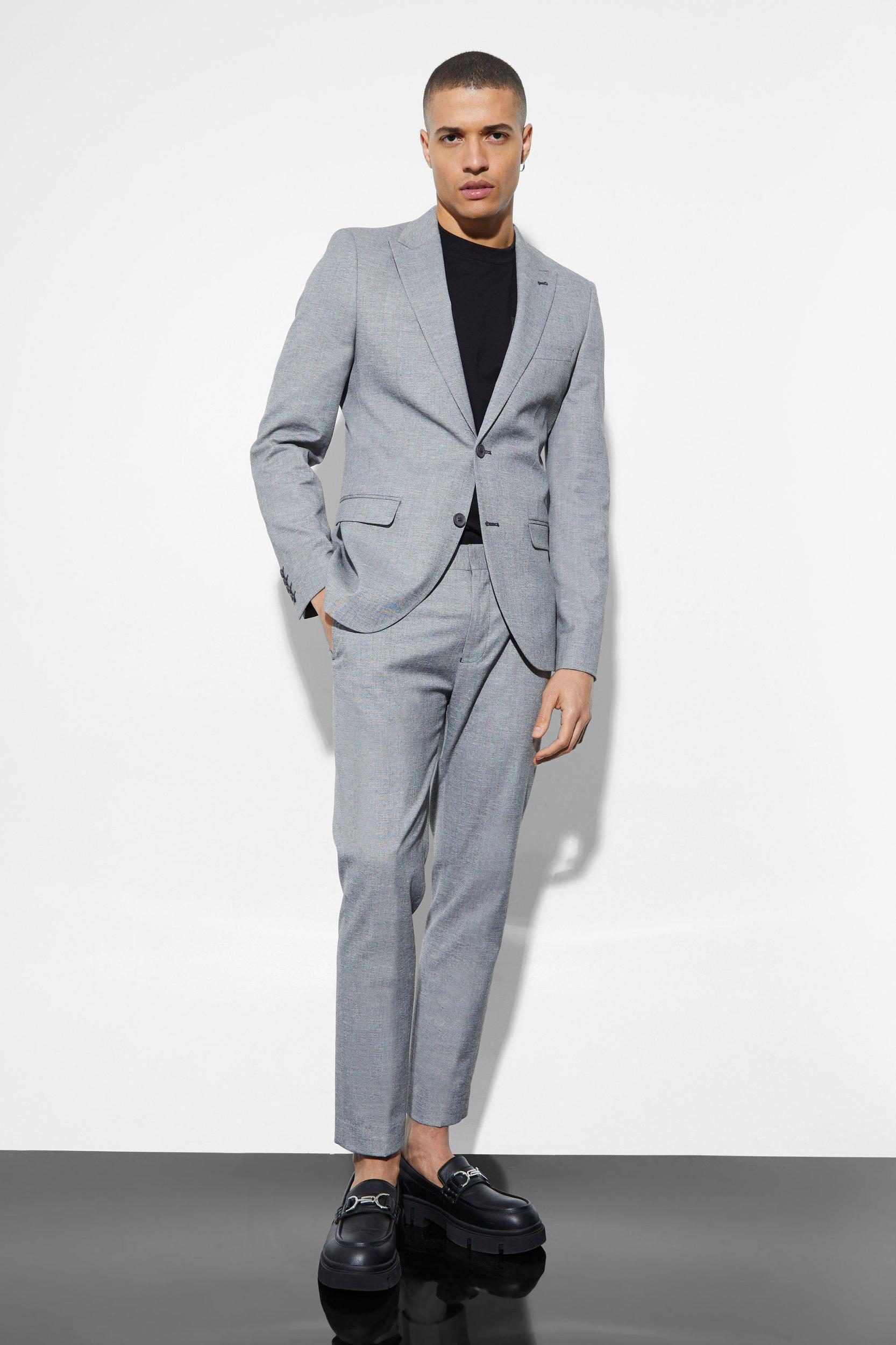 Skinny Single Breasted Linen Suit Jacket | boohooMAN USA Product Image