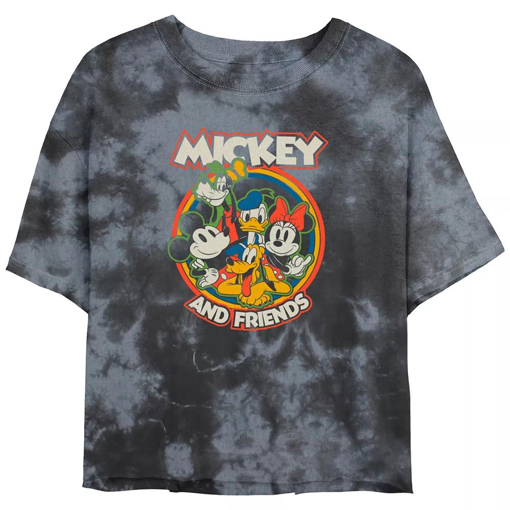 Disney's Mickey Mouse Retro Roundup Bombard Wash Juniors' Cropped Graphic Tee, Women's, Size: Small, Black Grey Product Image