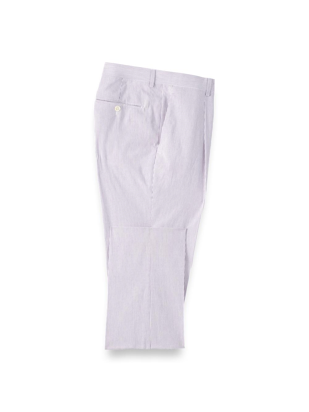 Cotton Stretch Stripe Seersucker Single Breasted Notch Lapel Suit Jacket - Purple/white Product Image