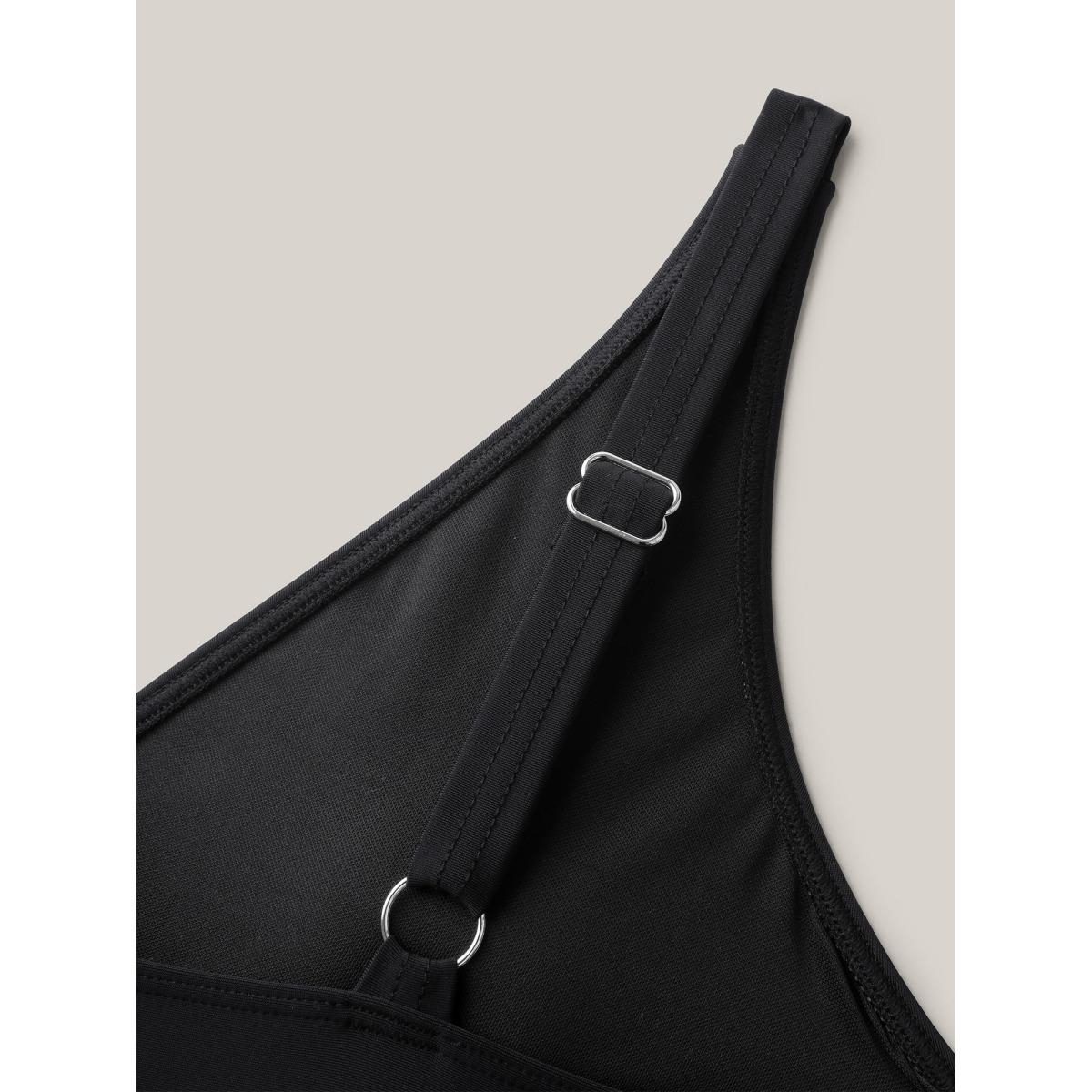 Plus Size Cross-Over Sheer One-Piece Swimsuit Women's Swimwear Black Beach Gathered Curve Bathing Suits High stretch One Pieces BloomChic 26/4X Product Image