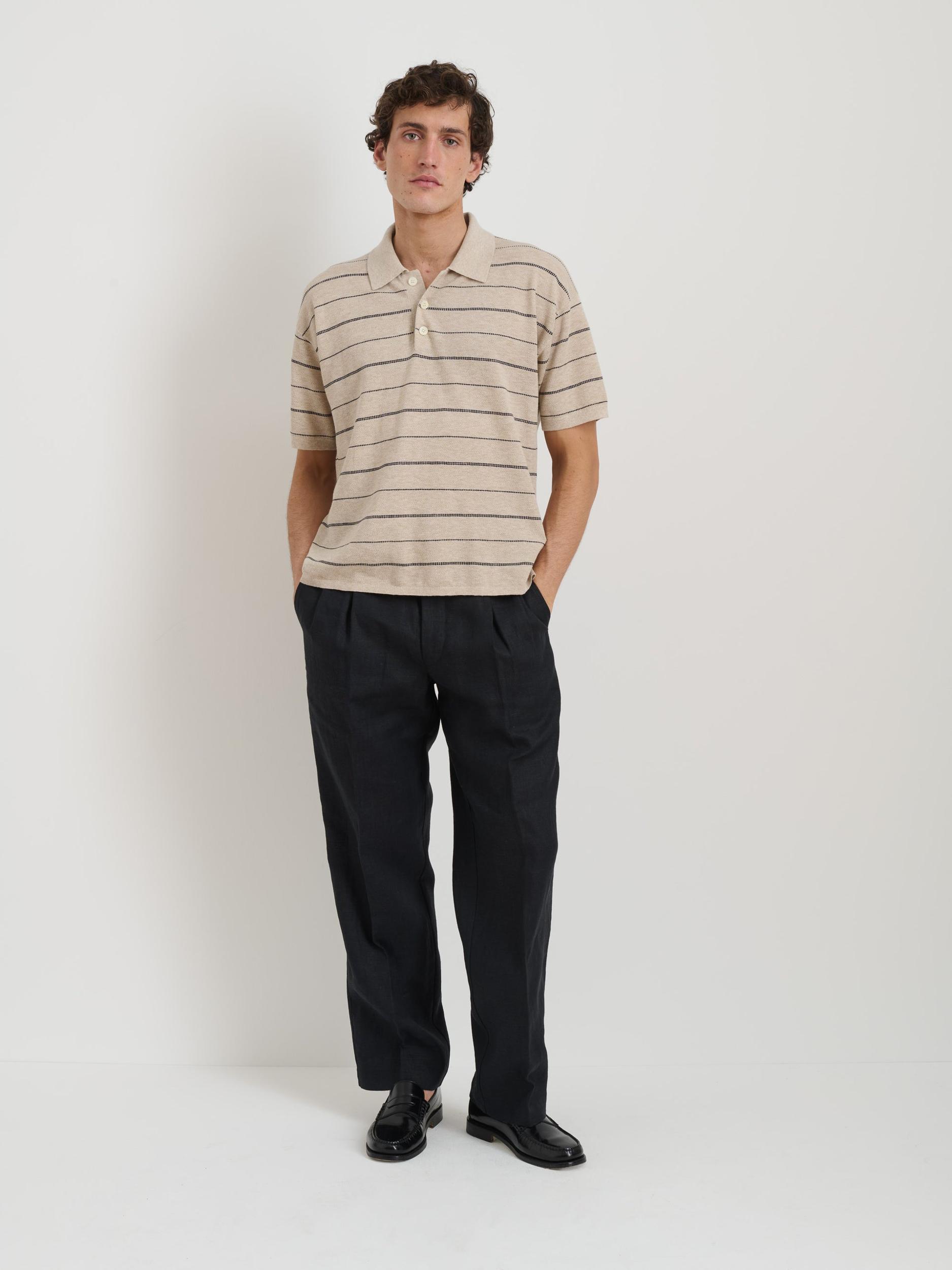 Polo Stripe Sweater in Cotton Linen Product Image
