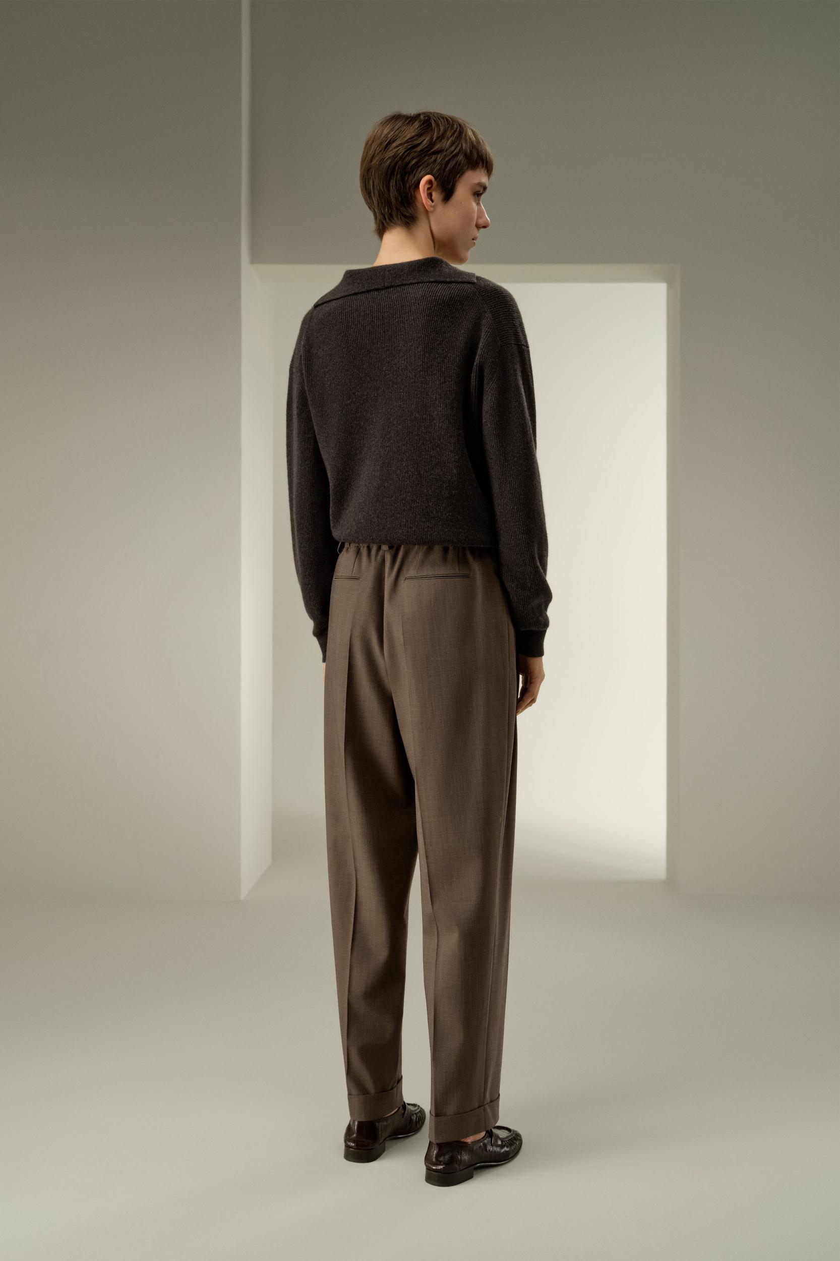 Havana Silk-Wool Barrel leg pants Product Image