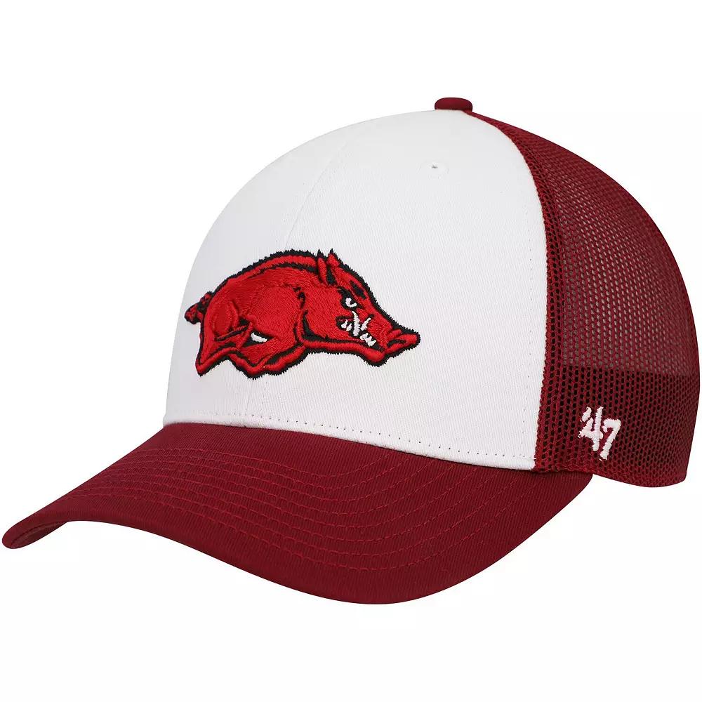Men's '47 White/Cardinal Arkansas Razorbacks Freshman Trucker Adjustable Hat Product Image