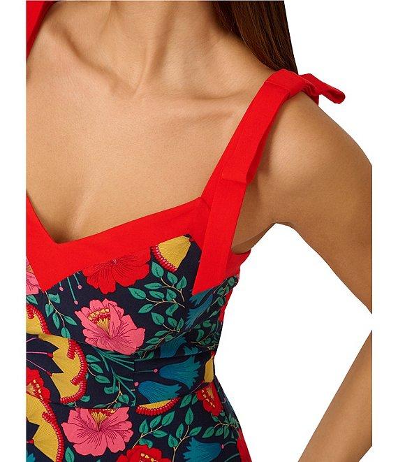 Adrianna by Adrianna Papell Floral Print Sweetheart Neck Sleeveless A Line Midi Dress Product Image