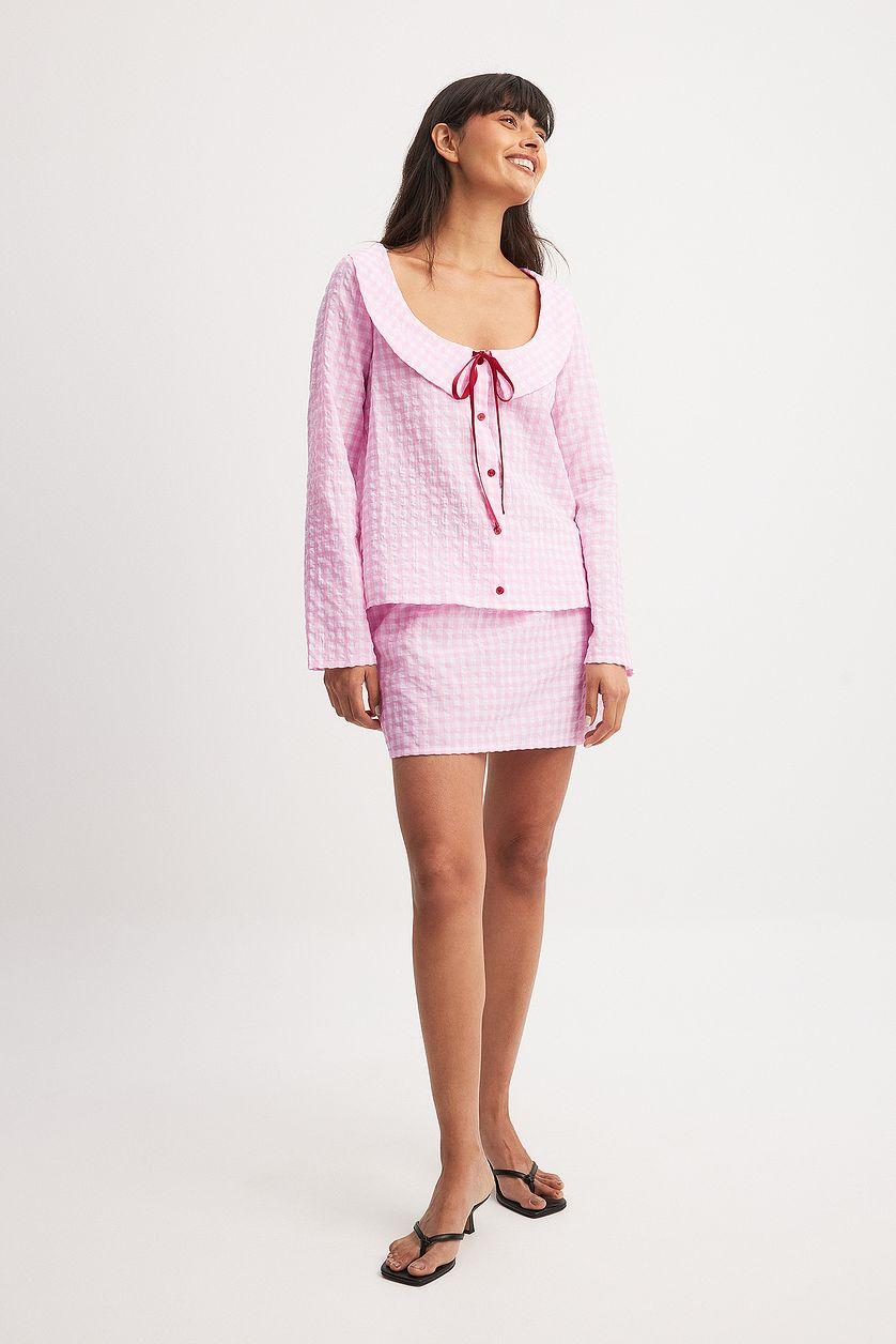 Checked Tie Front Skirt Product Image
