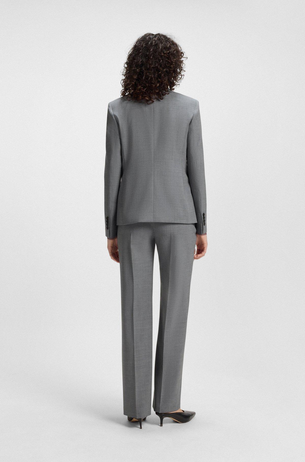 BOSS - Regular-fit blazer in melange virgin wool - Dark Grey Product Image