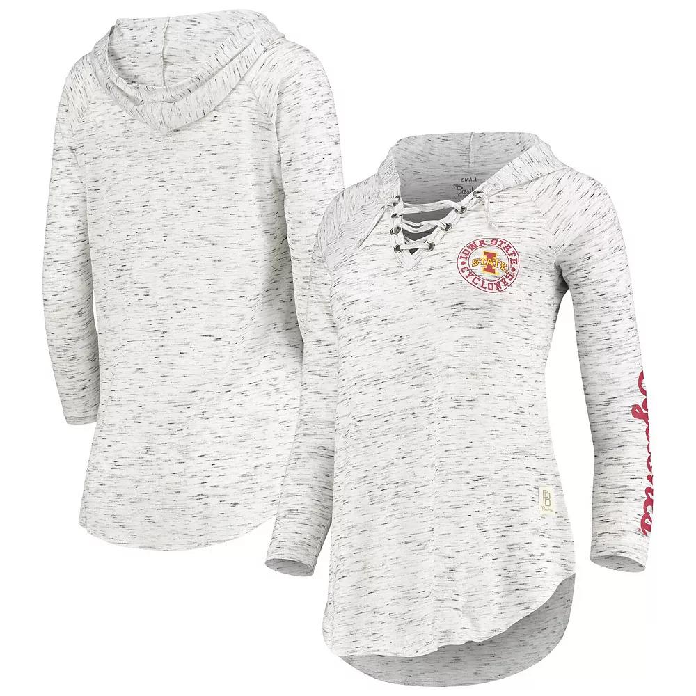 Women's Pressbox Gray Iowa State Cyclones Space Dye Lace-Up V-Neck Long Sleeve T-Shirt,  Product Image