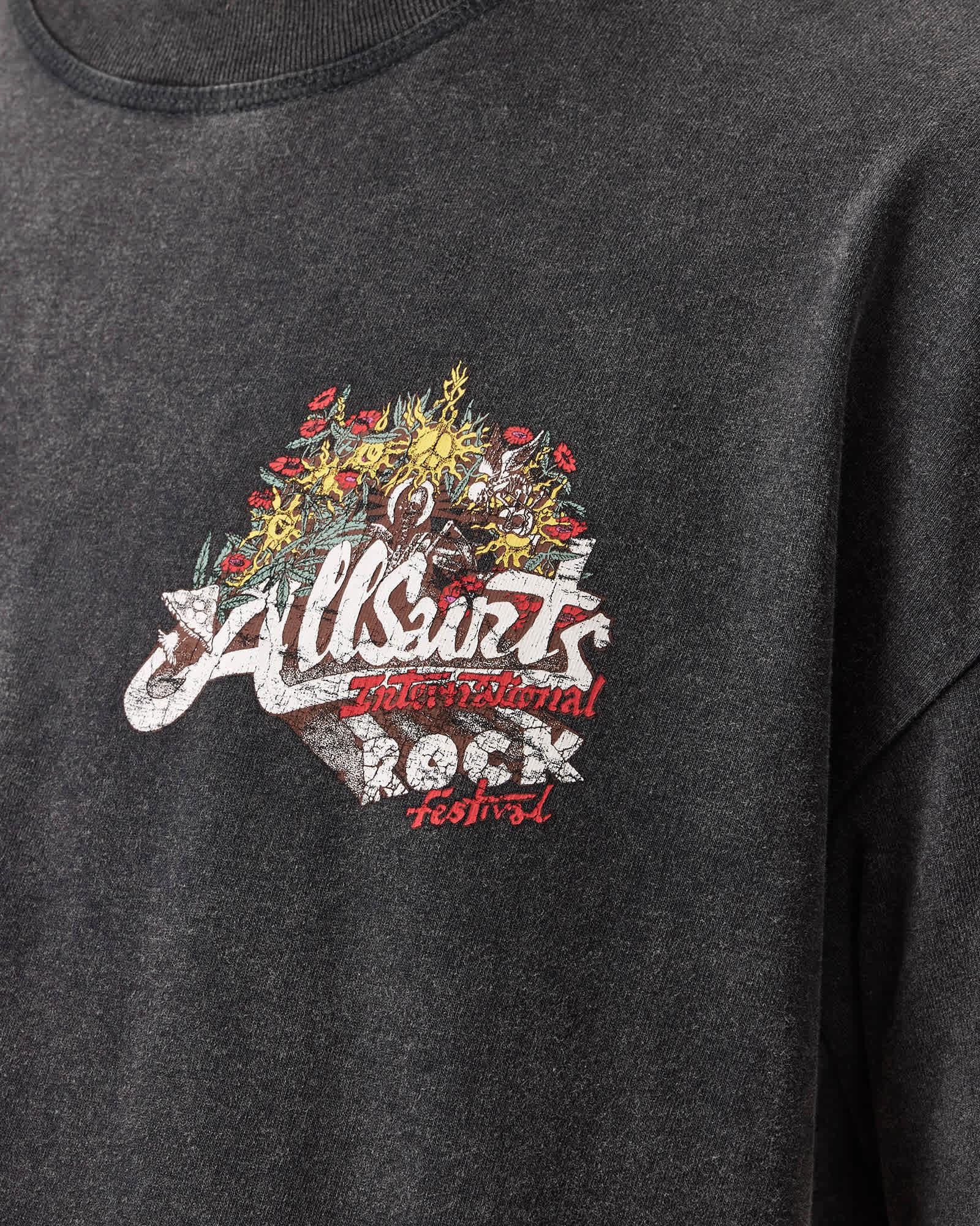 Roque Short Sleeve Oversized Crew Neck T-Shirt Washed Black | ALLSAINTS US Product Image
