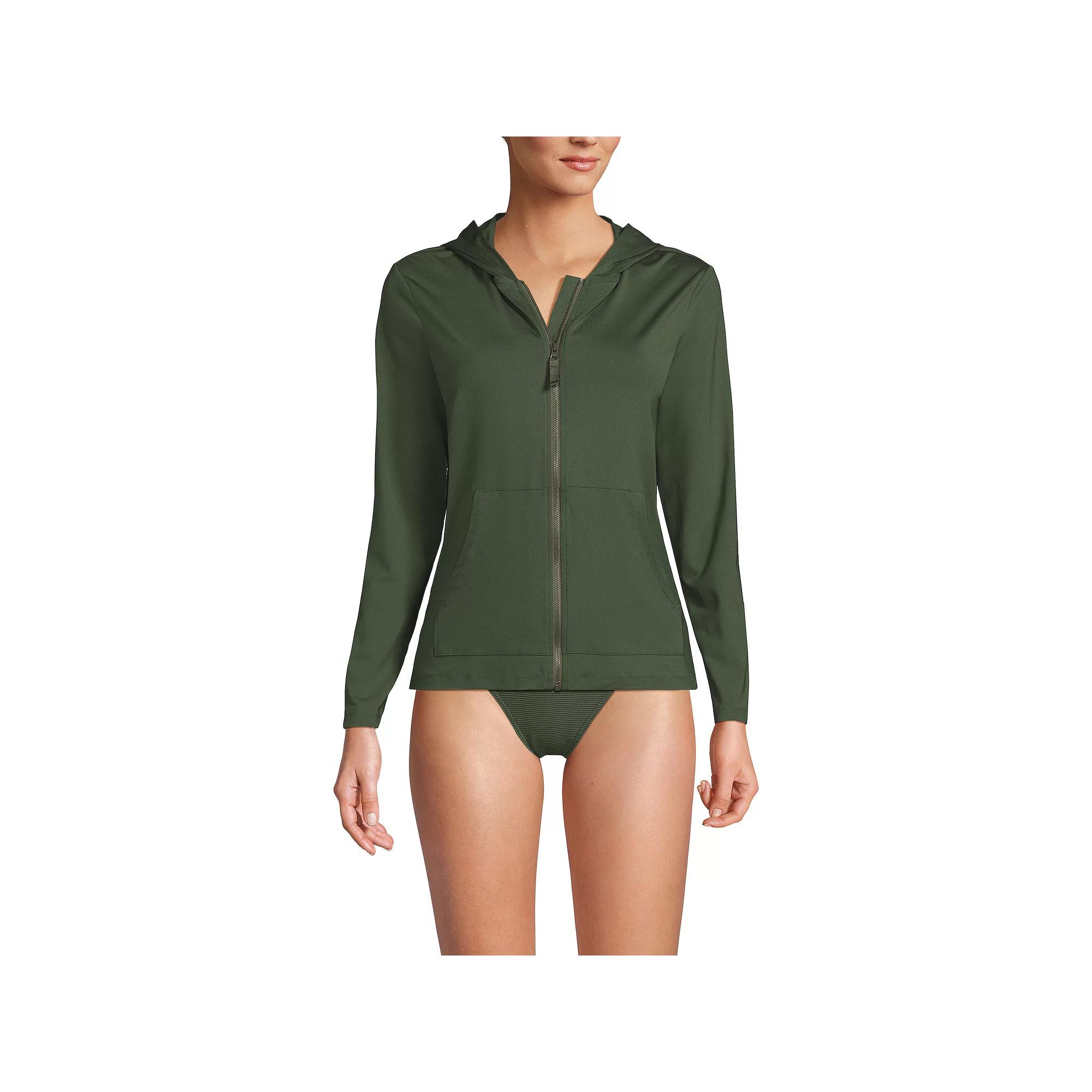 Petite Lands' End UPF 50 Hooded Full-Zip Long Sleeve Rash Guard, Women's,  Product Image