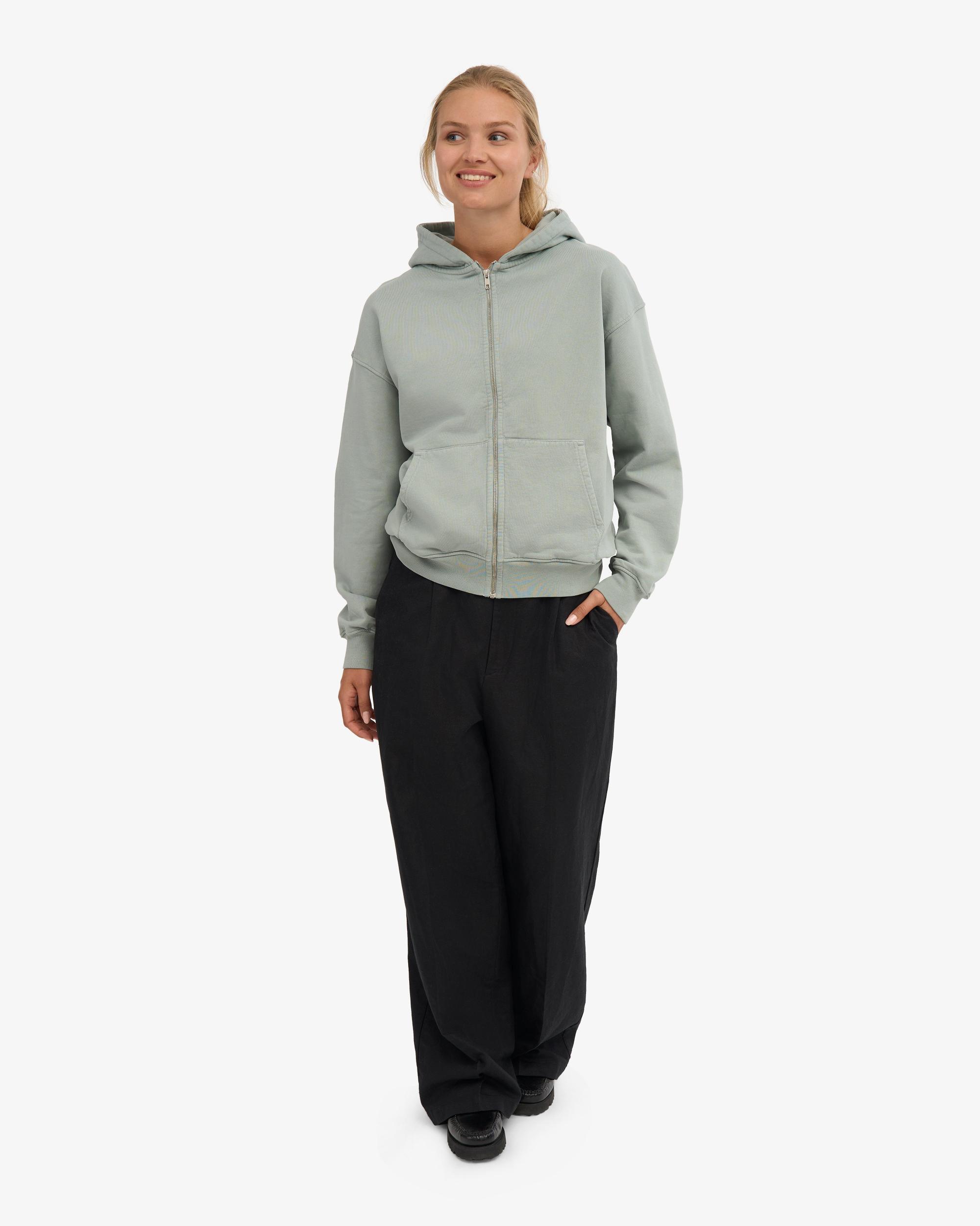 Organic Oversized Zip Hood - Steel Blue Product Image